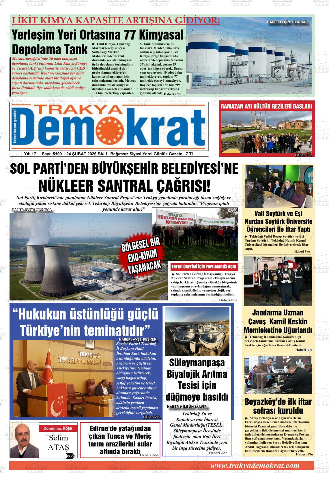 Tekirdag Trakyademokrat 24.02.2026