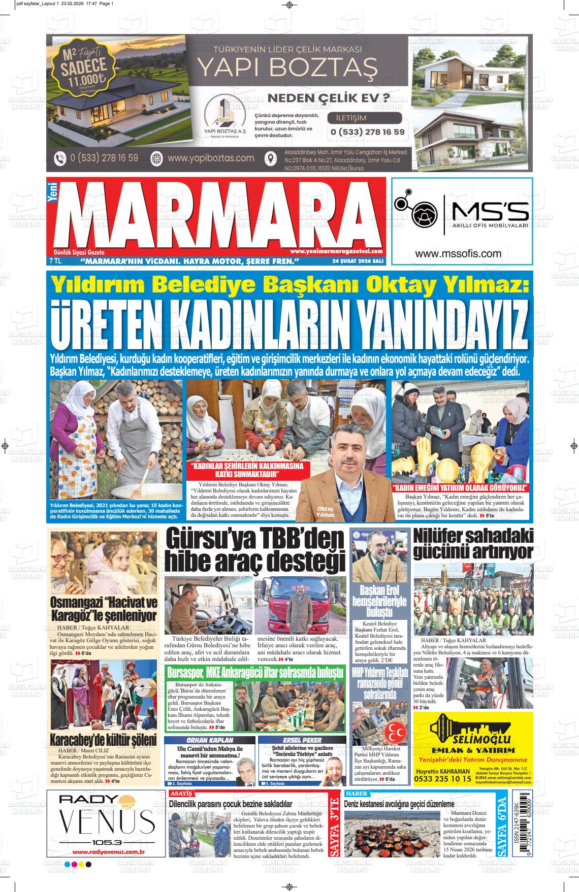 Bursa Yenimarmara 24.02.2026