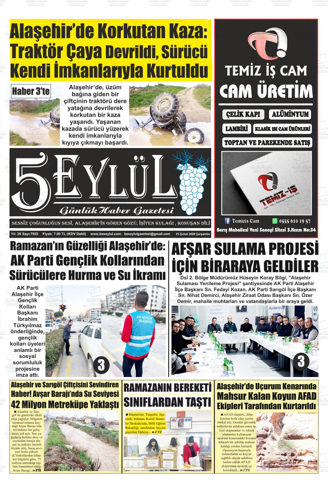 Manisa Alasehir 5 Eylul 25.02.2026