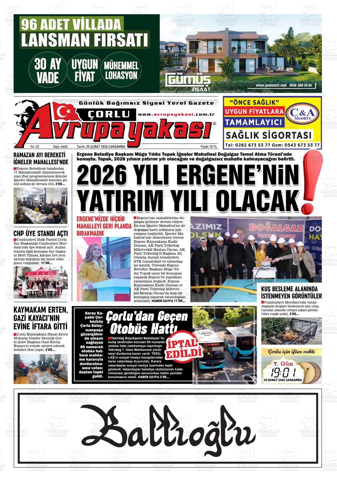 Tekirdag Avrupayakasi 25.02.2026