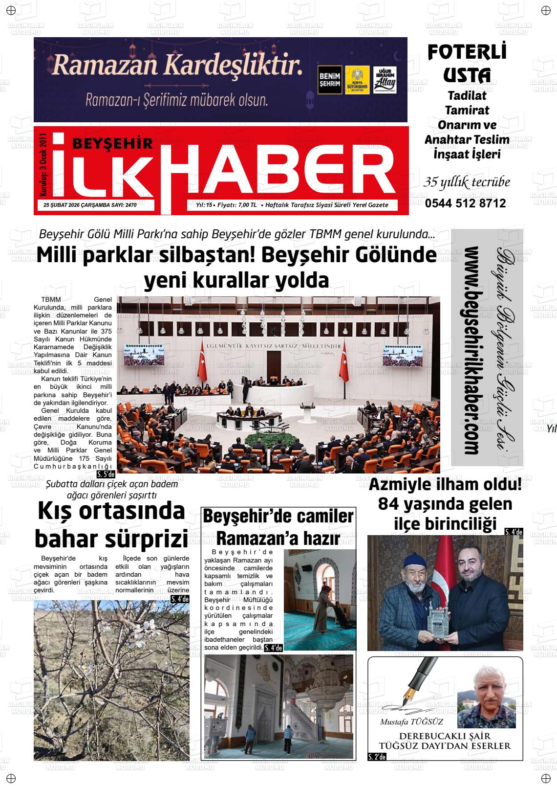 Konya Beysehirilkhaber 25.02.2026