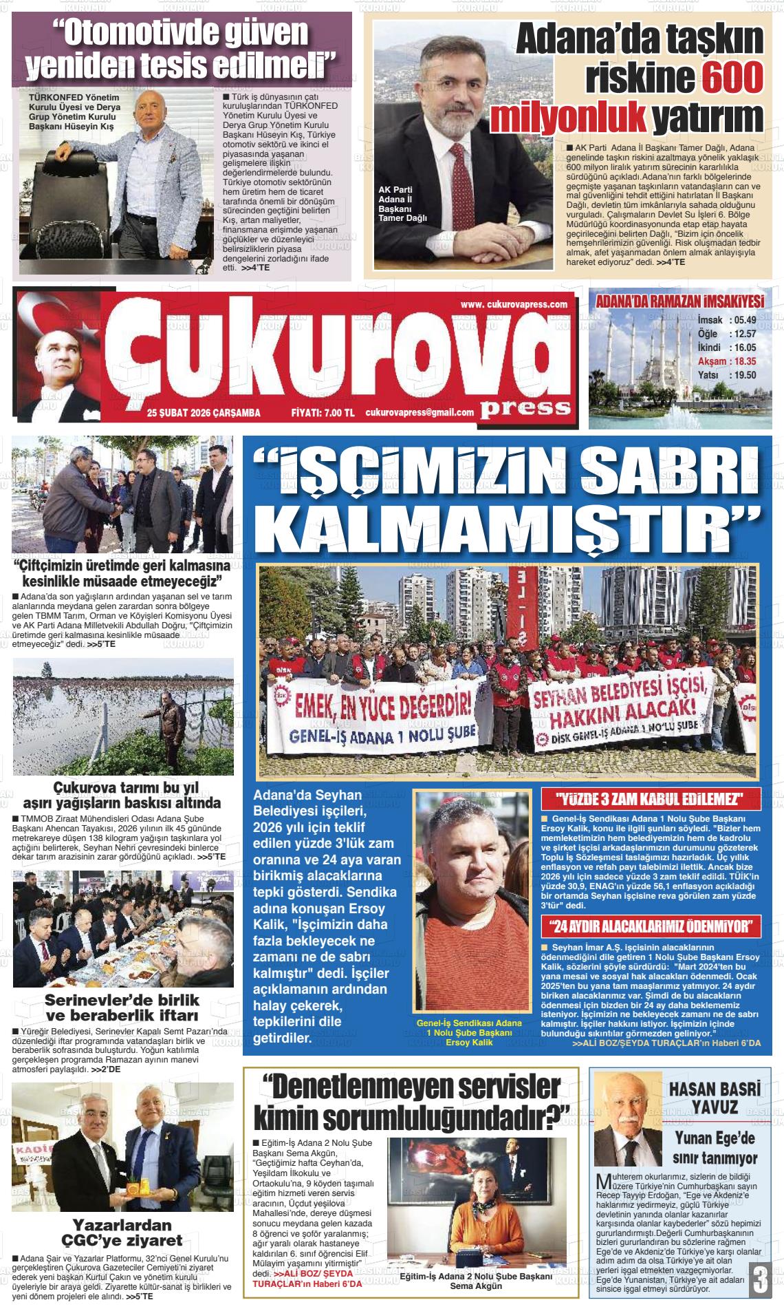 Adana Cukurovapress 25.02.2026