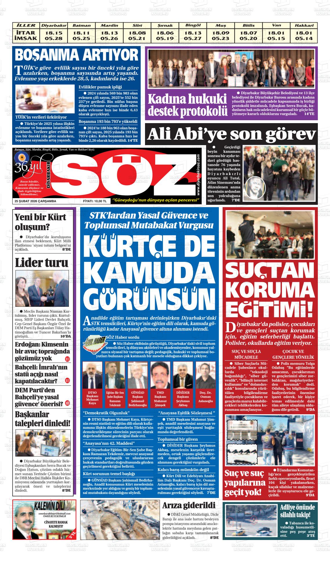 Diyarbakir Soz 25.02.2026