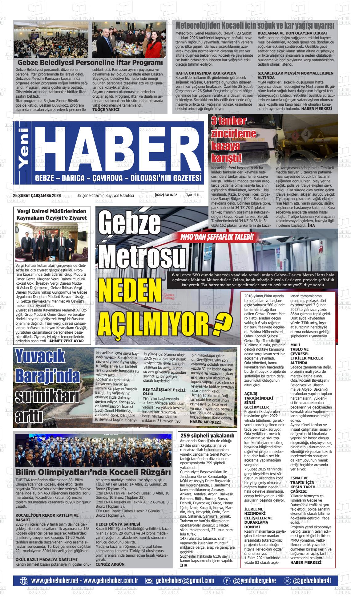 Kocaeli Gebzehaber 25.02.2026