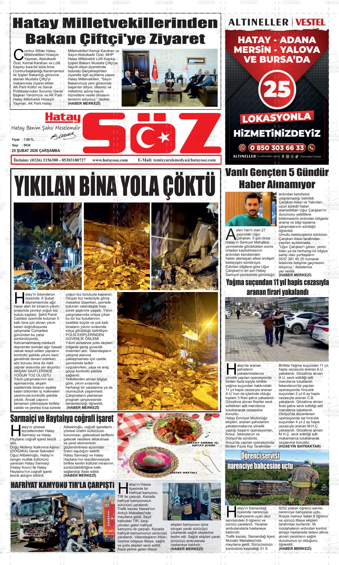 Hatay Soz 25.02.2026