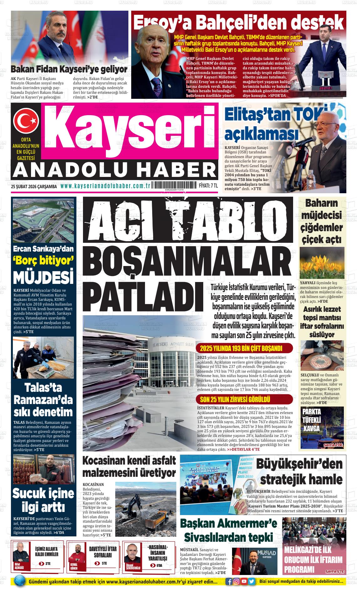 Kayseri Anadoluhaber 25.02.2026