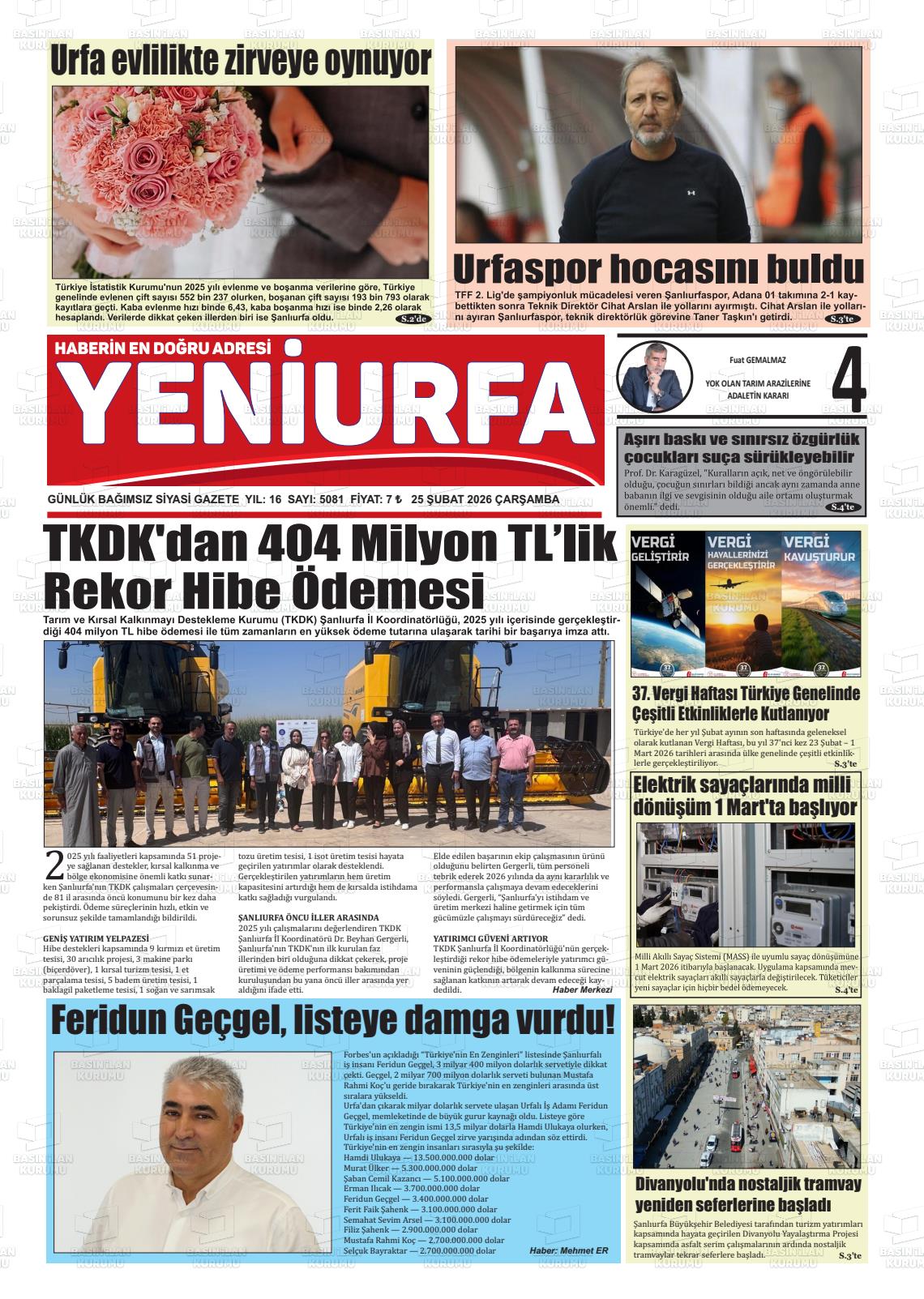 Sanliurfa Yeniurfa 25.02.2026