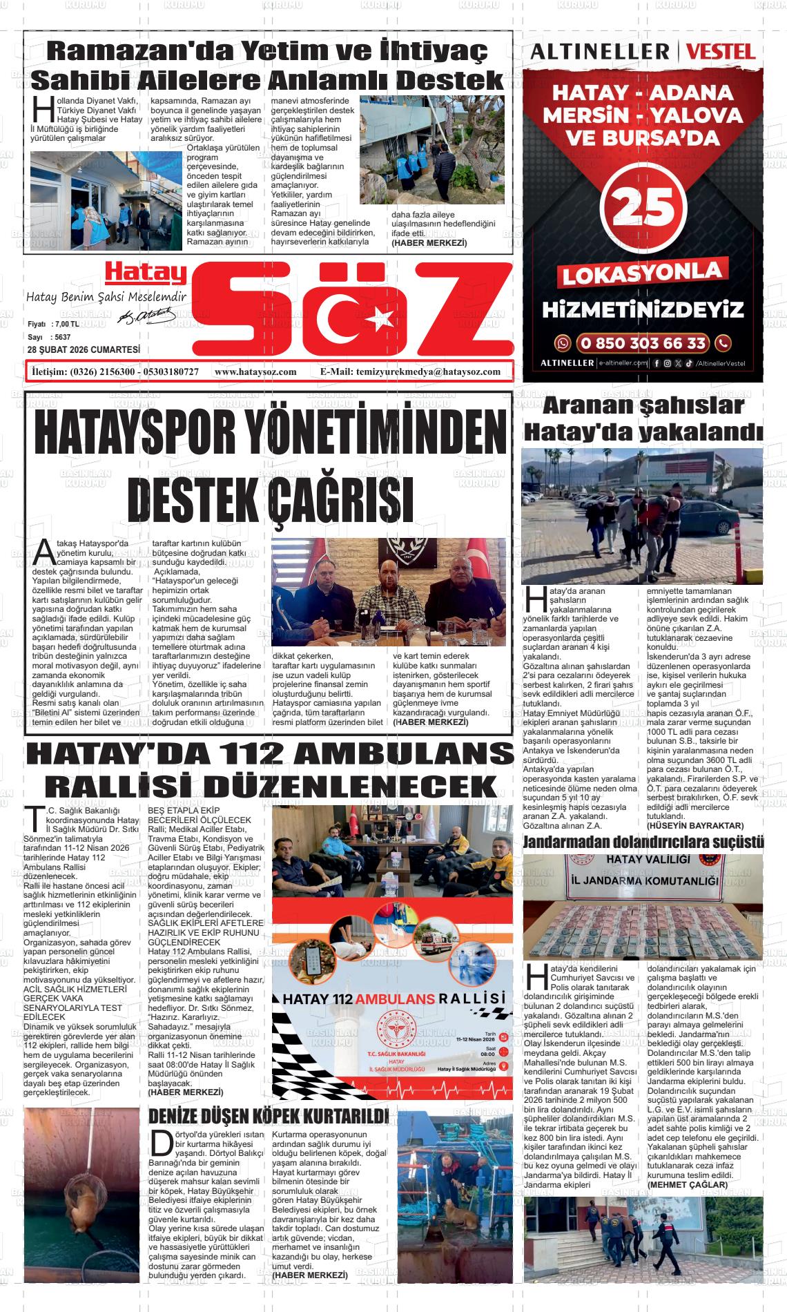 Hatay Soz 28.02.2026
