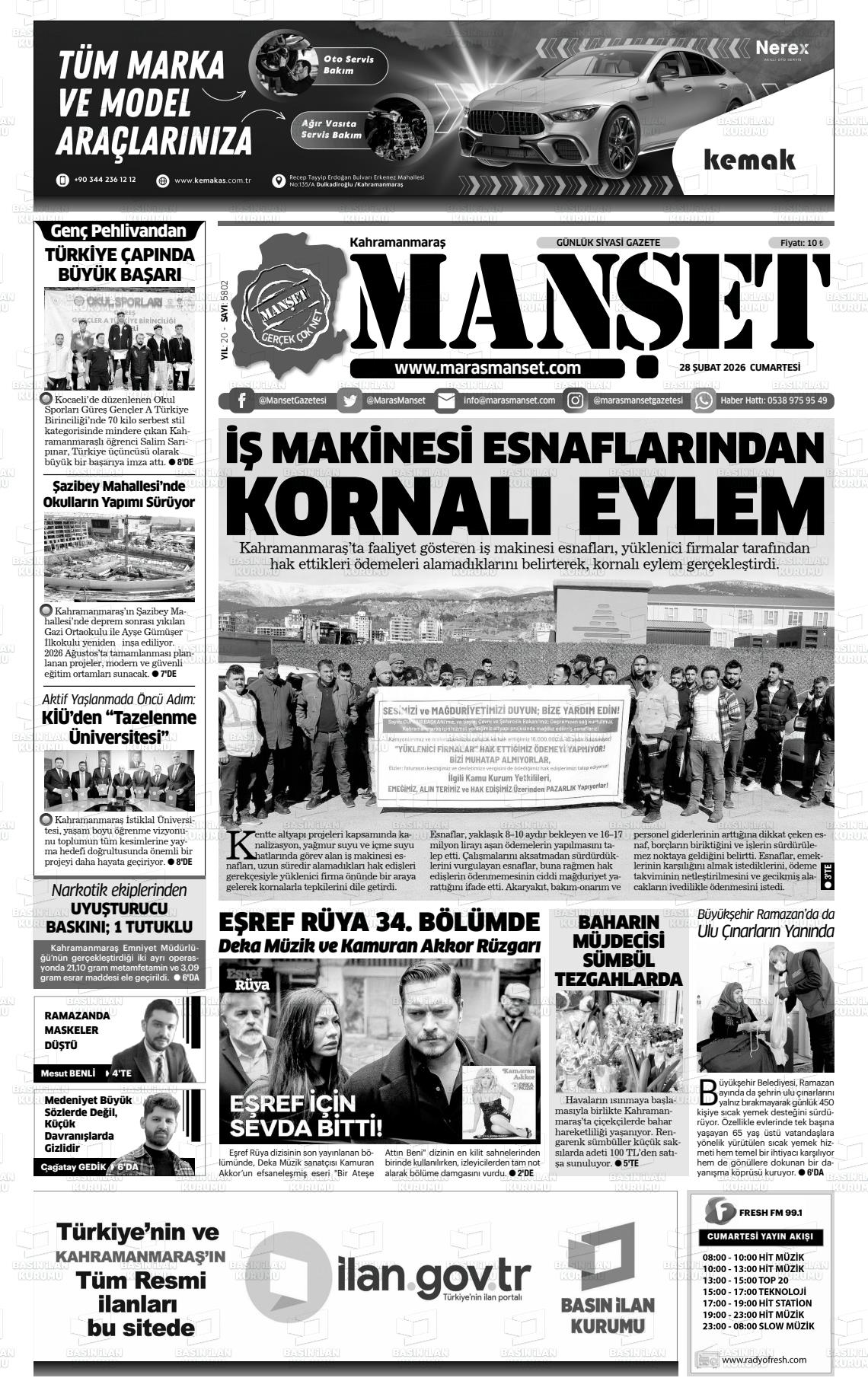 Kahramanmaras Manset 28.02.2026