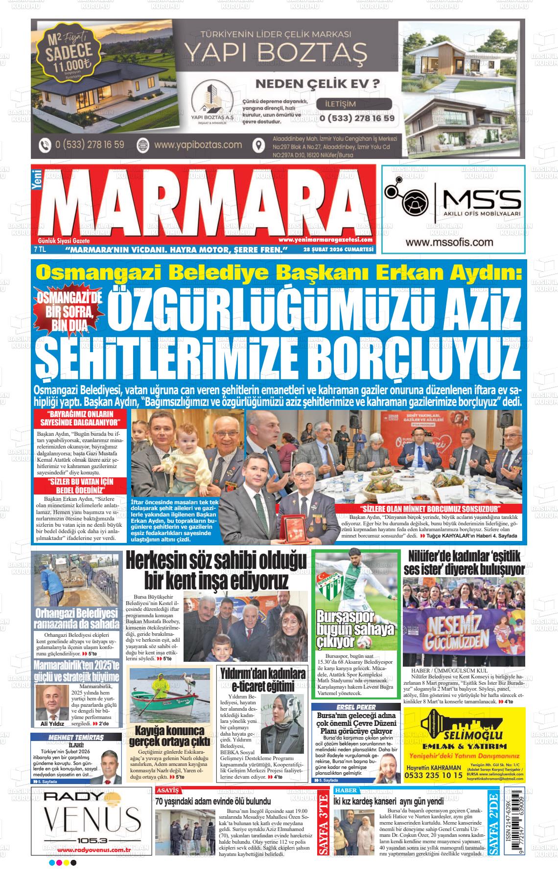 Bursa Yenimarmara 28.02.2026