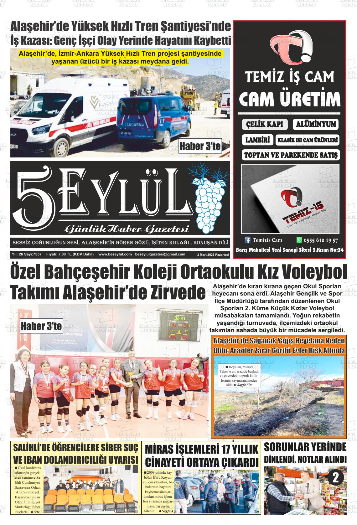 Manisa Alasehir 5 Eylul 02.03.2026