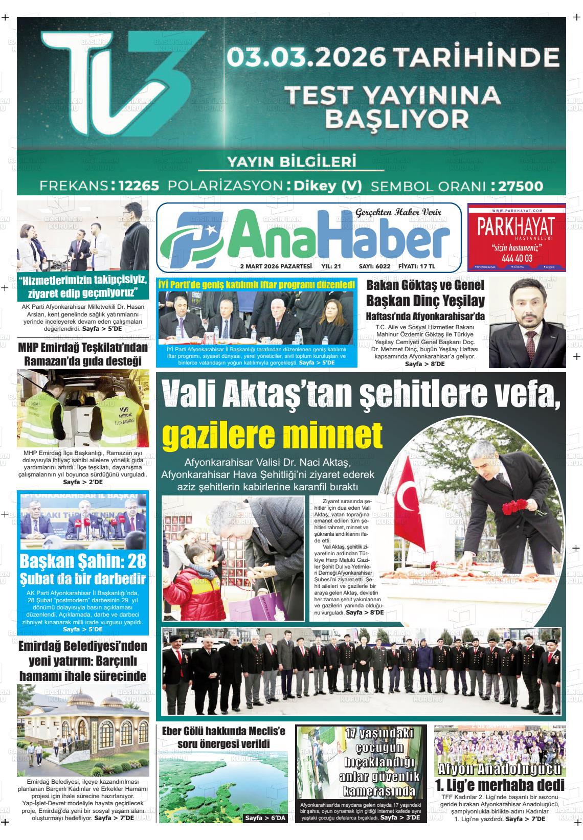 Afyonkarahisar Anahaber 02.03.2026