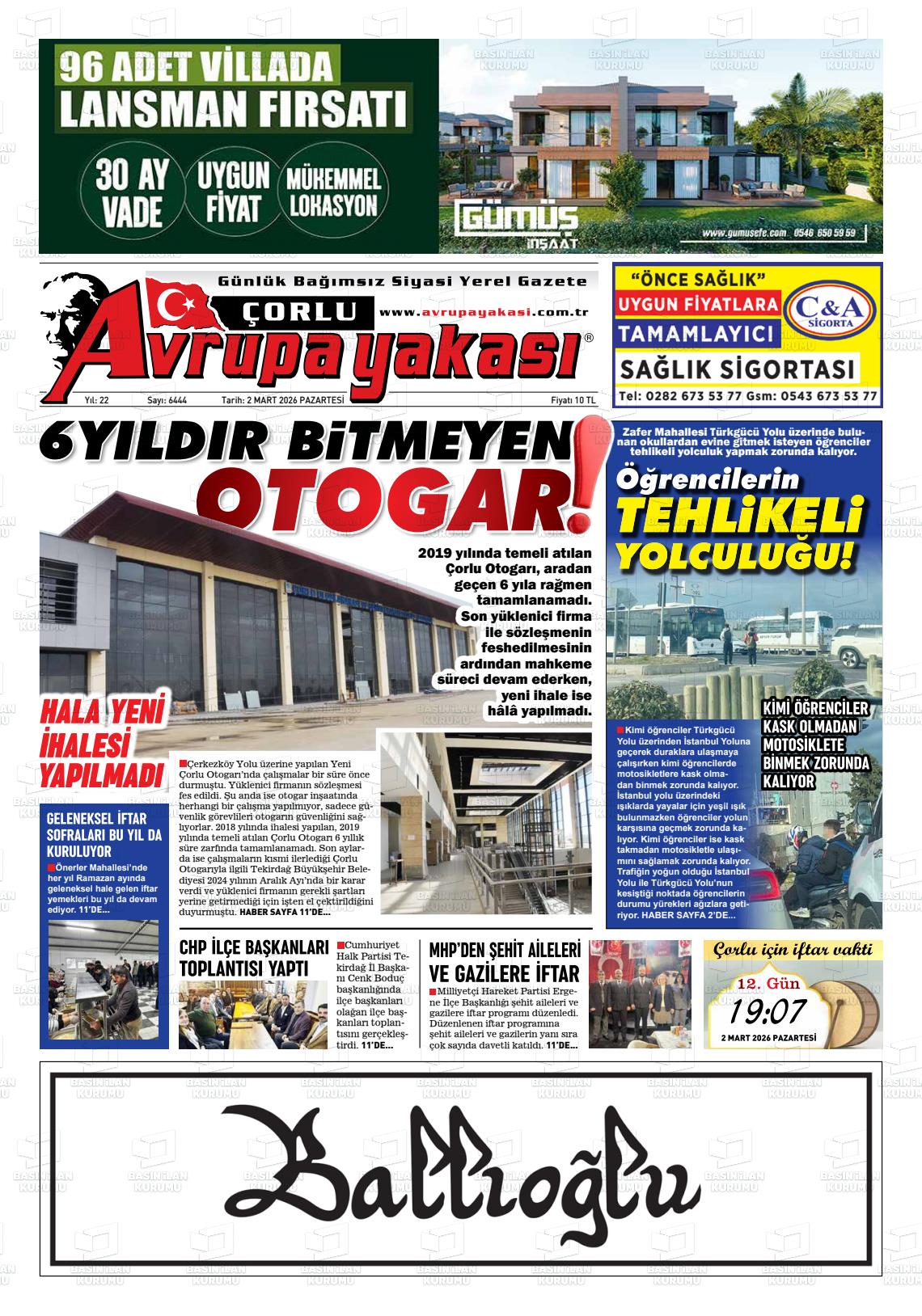Tekirdag Avrupayakasi 02.03.2026