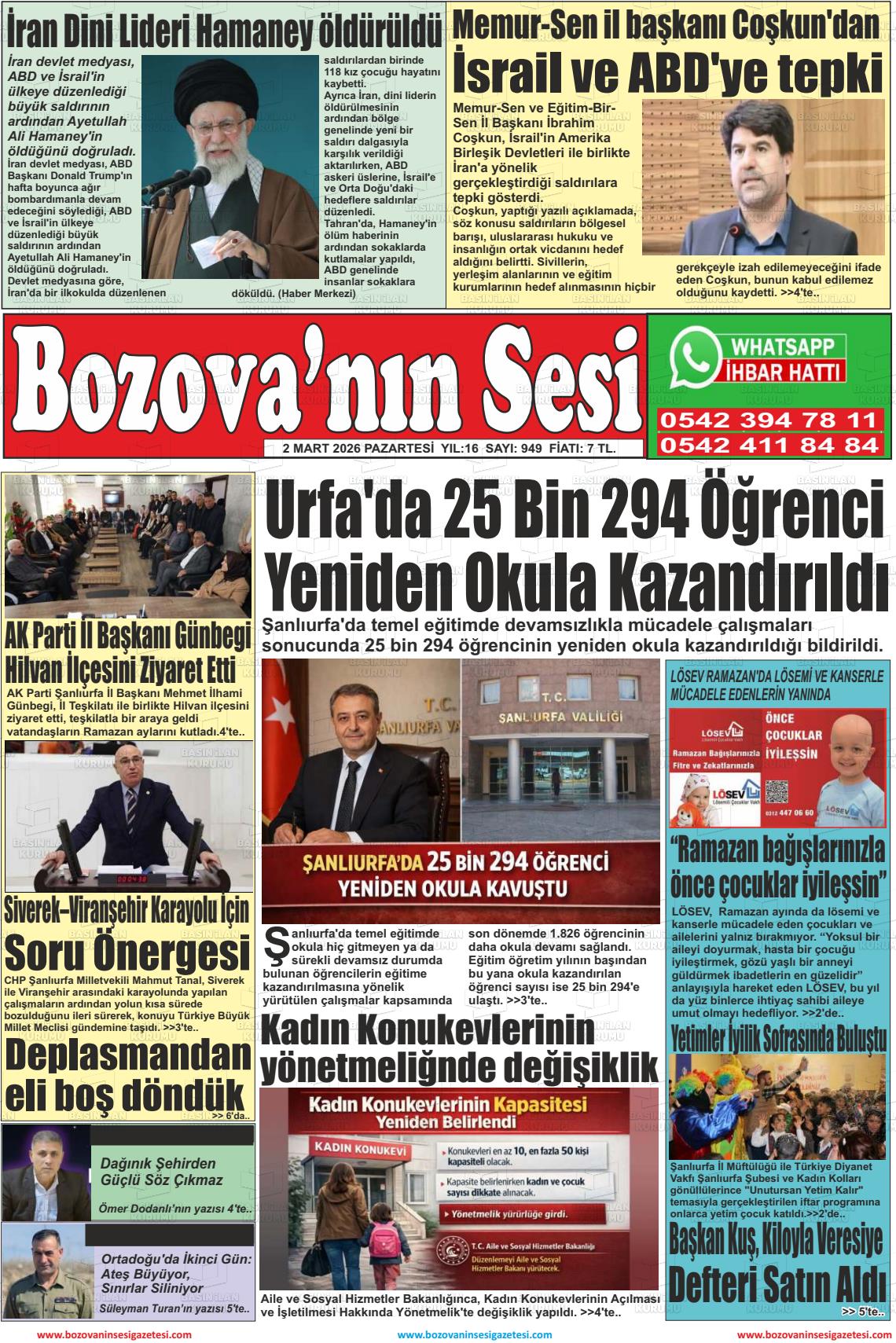 Sanliurfa Bozovaninsesi 02.03.2026