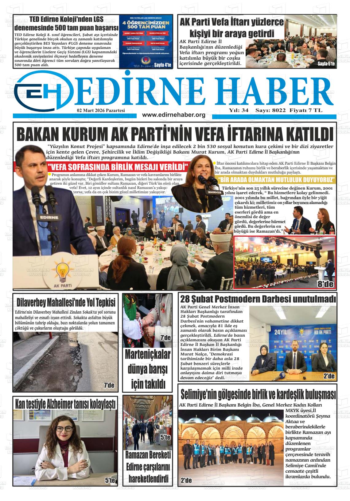 Edirne Haber 02.03.2026