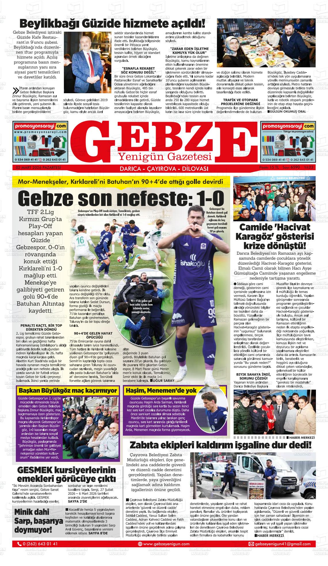 Kocaeli Gebzeyenigun 02.03.2026