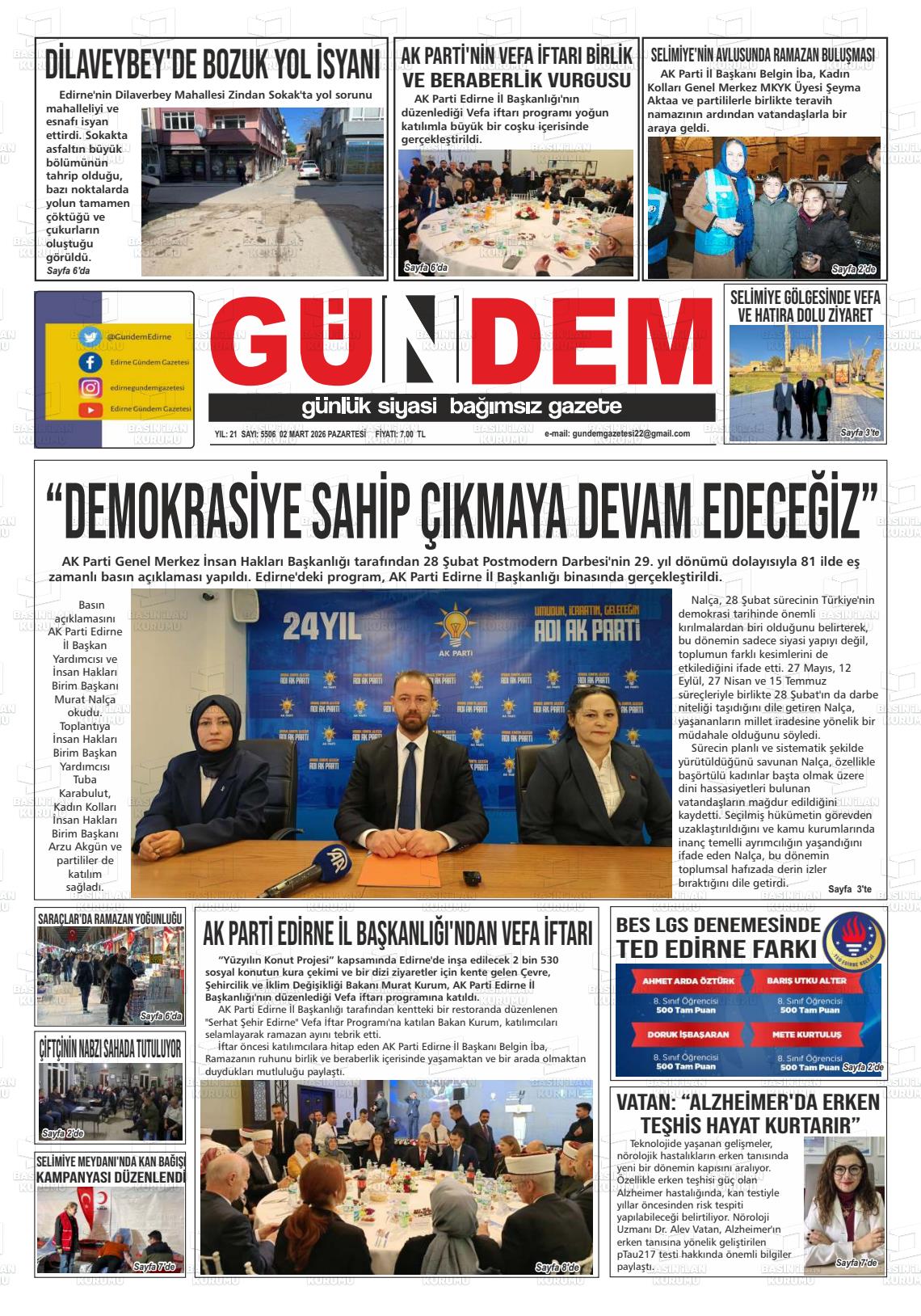 Edirne Gundem 02.03.2026