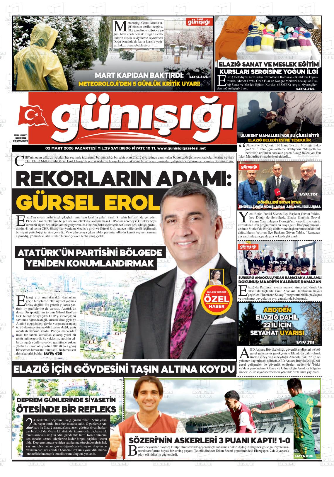 Elazig Gunisigi 02.03.2026