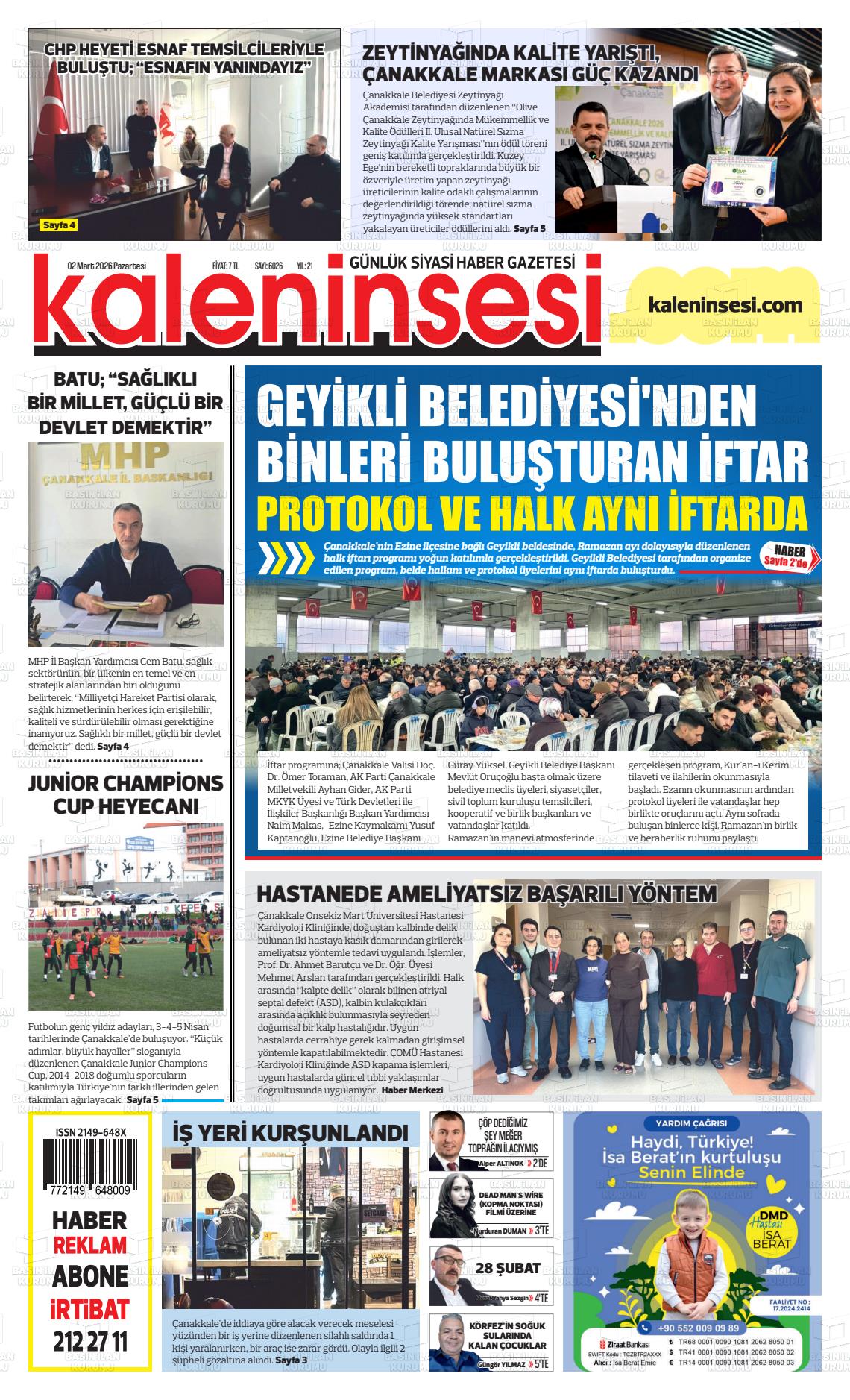 Canakkale Kaleninsesi 02.03.2026
