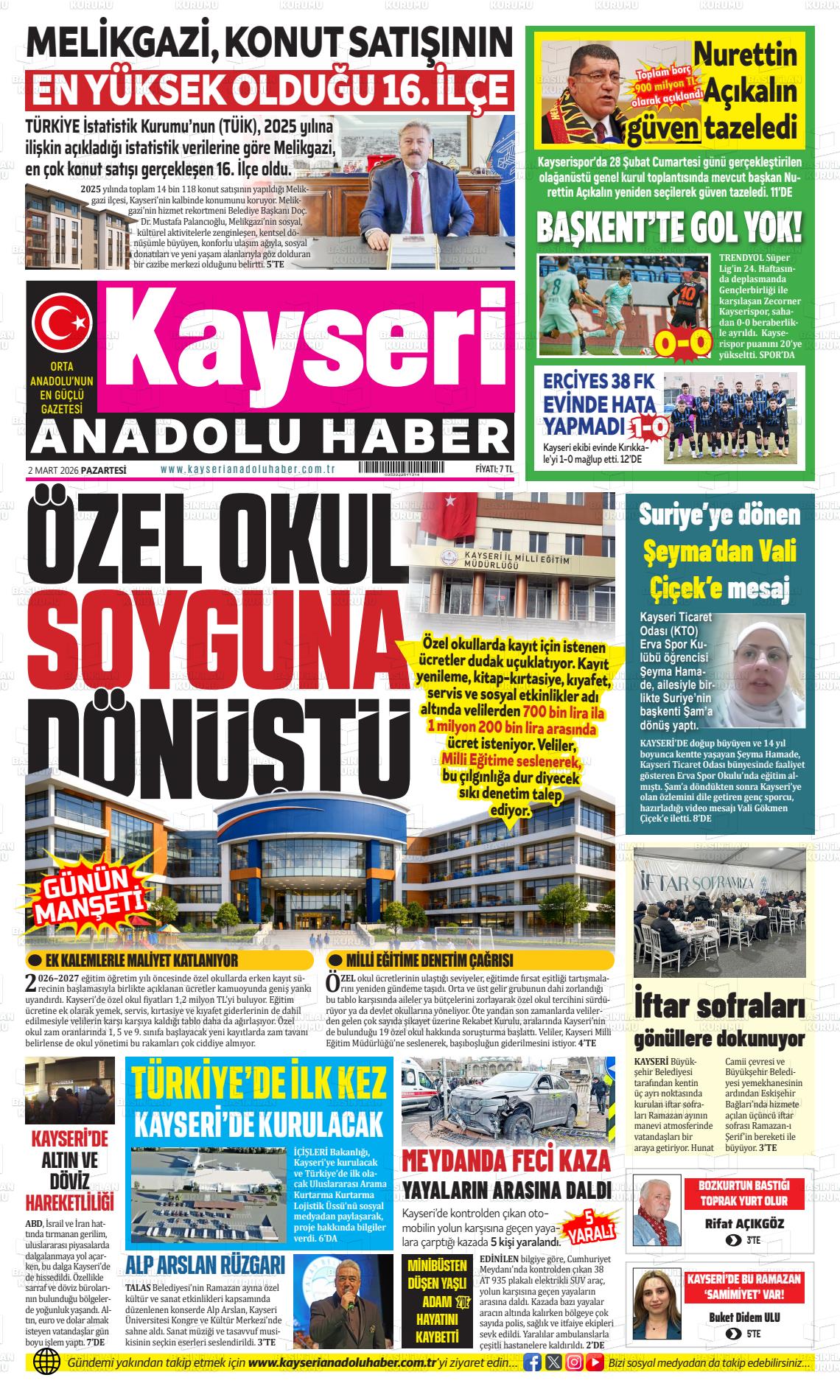 Kayseri Anadoluhaber 02.03.2026