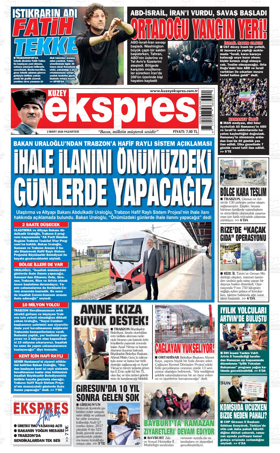 Trabzon Kuzeyekspres 02.03.2026