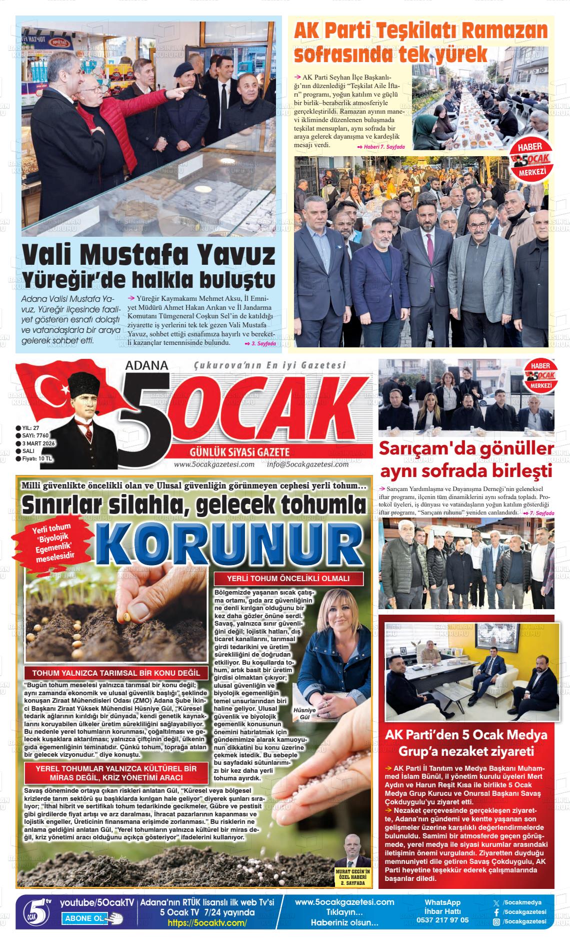 Adana 5 Ocak 03.03.2026