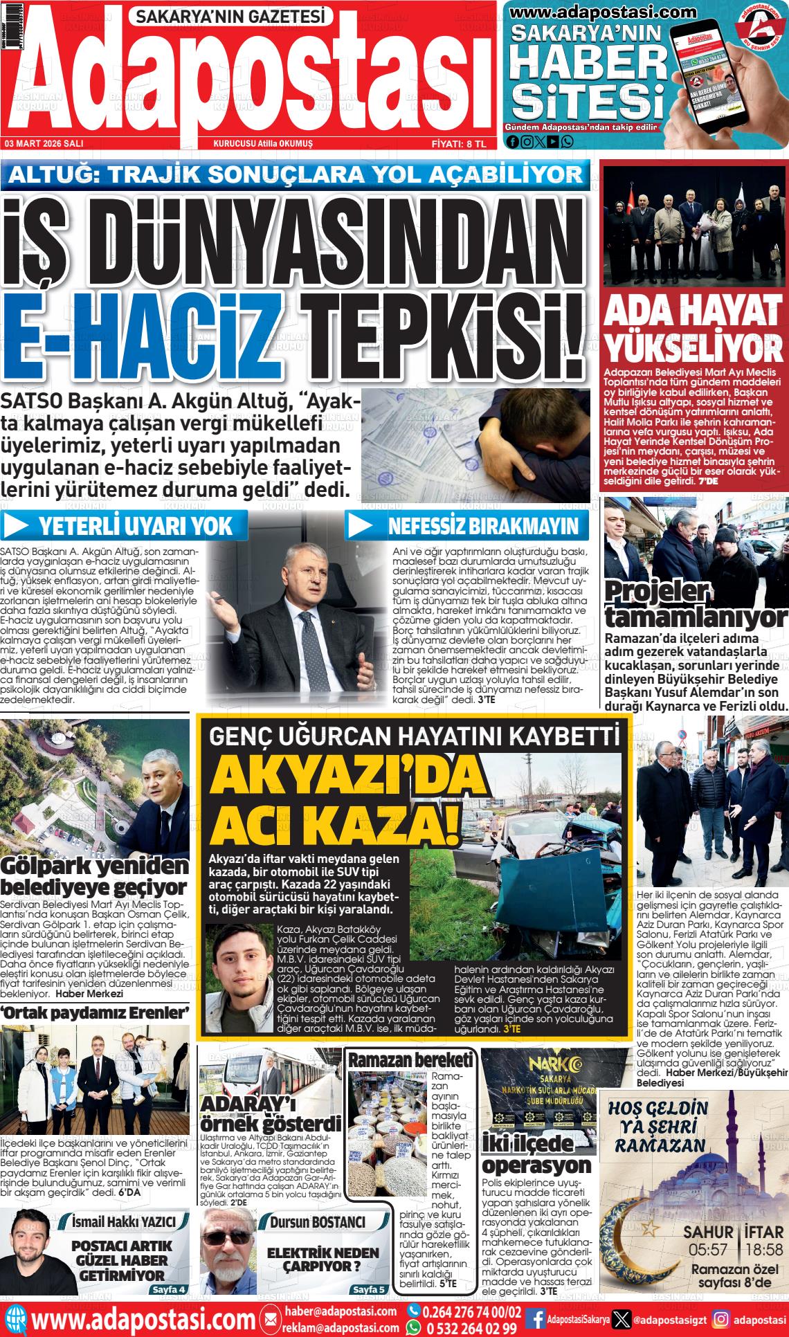 Sakarya Adapostasi 03.03.2026