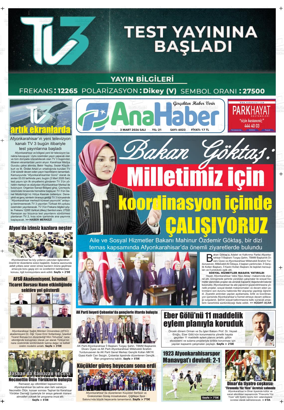 Afyonkarahisar Anahaber 03.03.2026