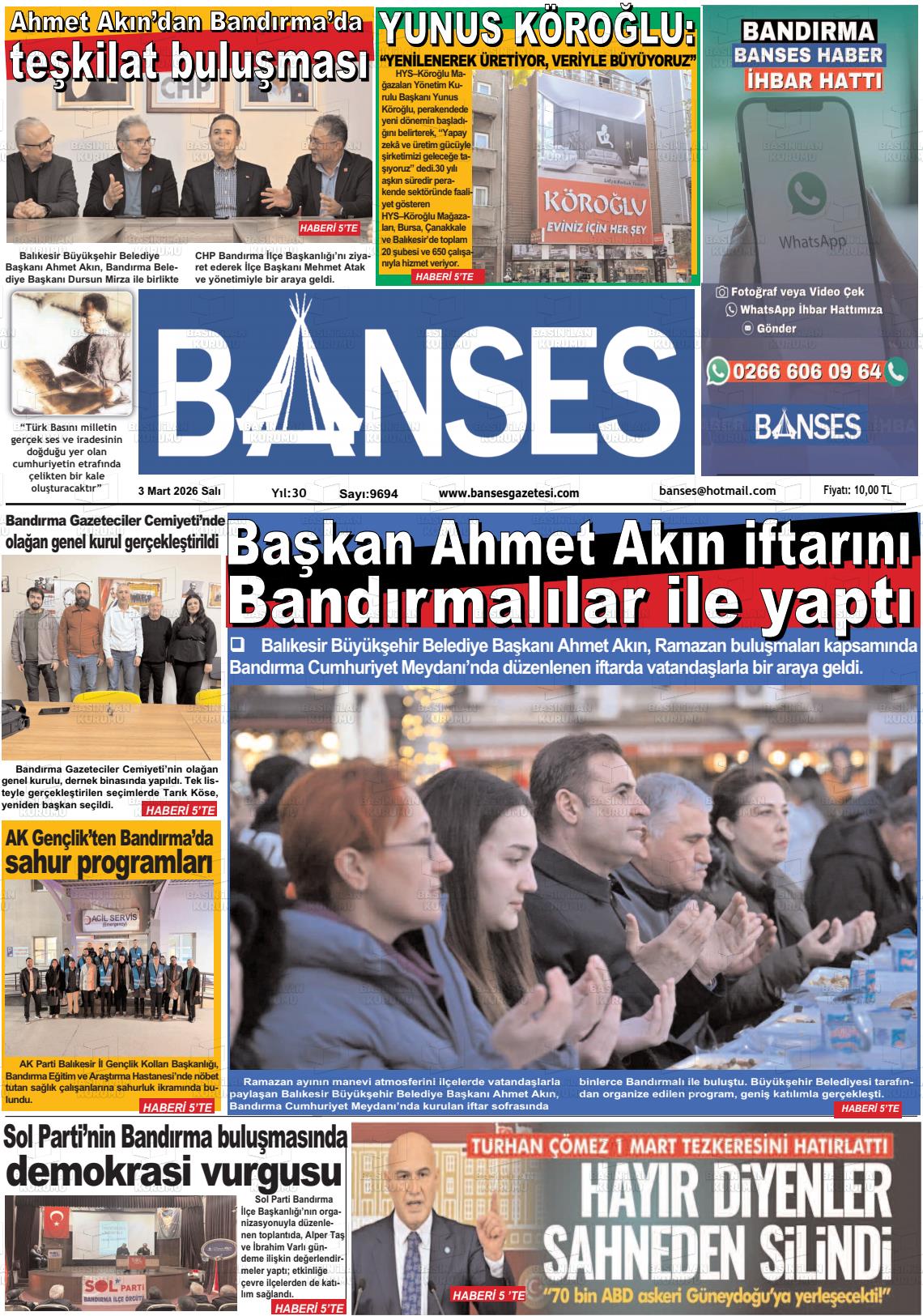 Balikesir Banses 03.03.2026