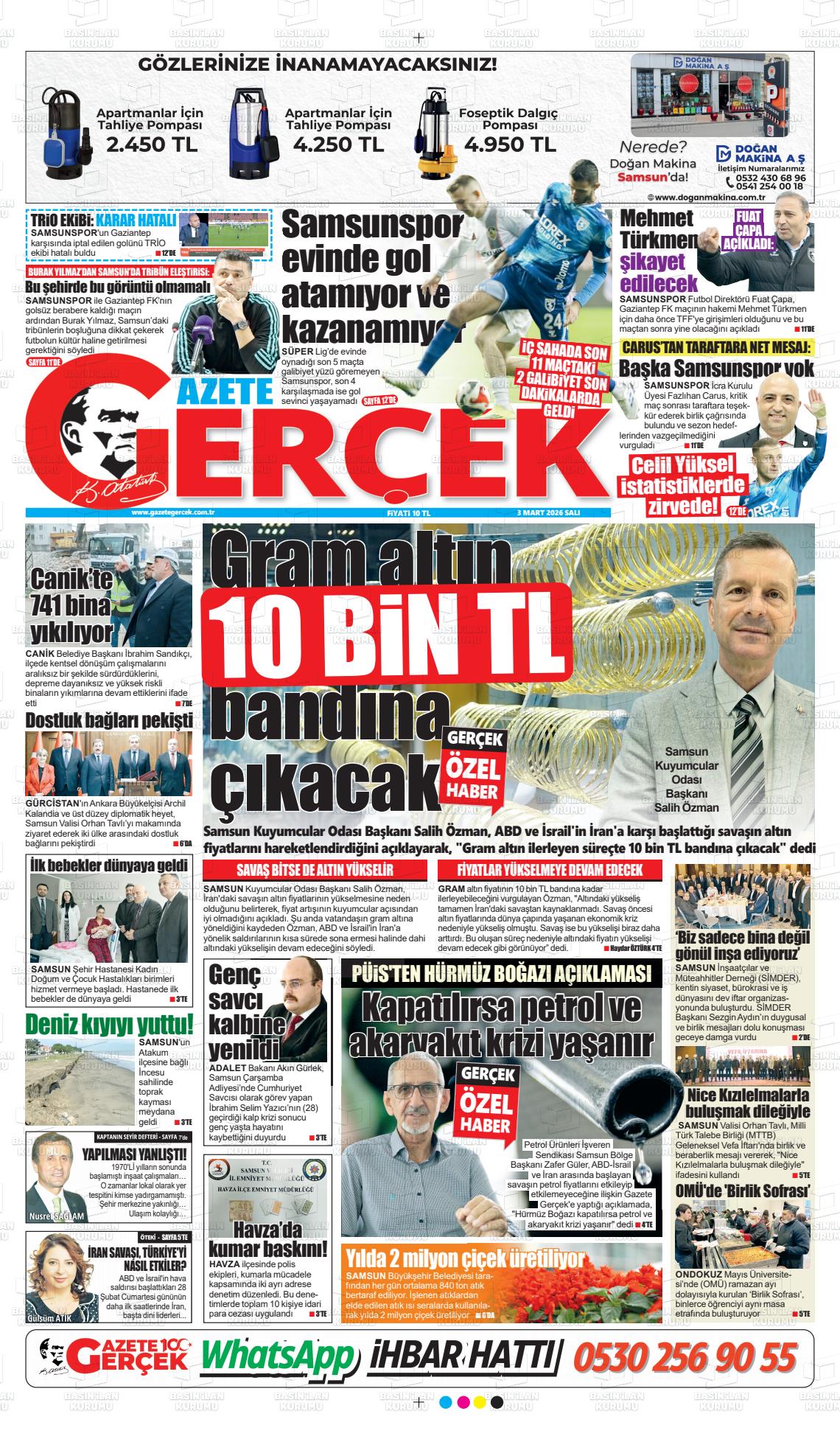 Samsun Gazetegercek 03.03.2026