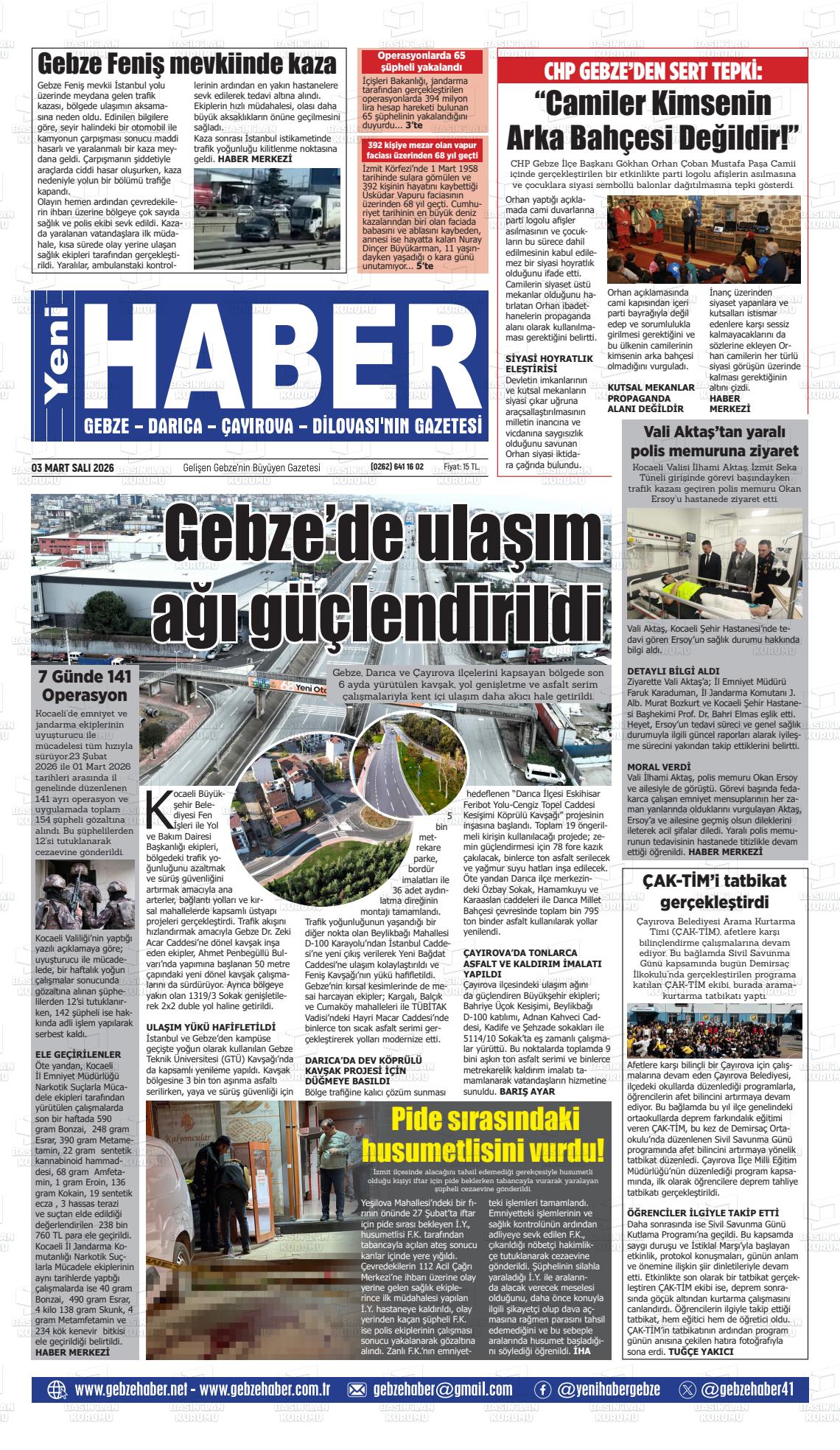 Kocaeli Gebzehaber 03.03.2026