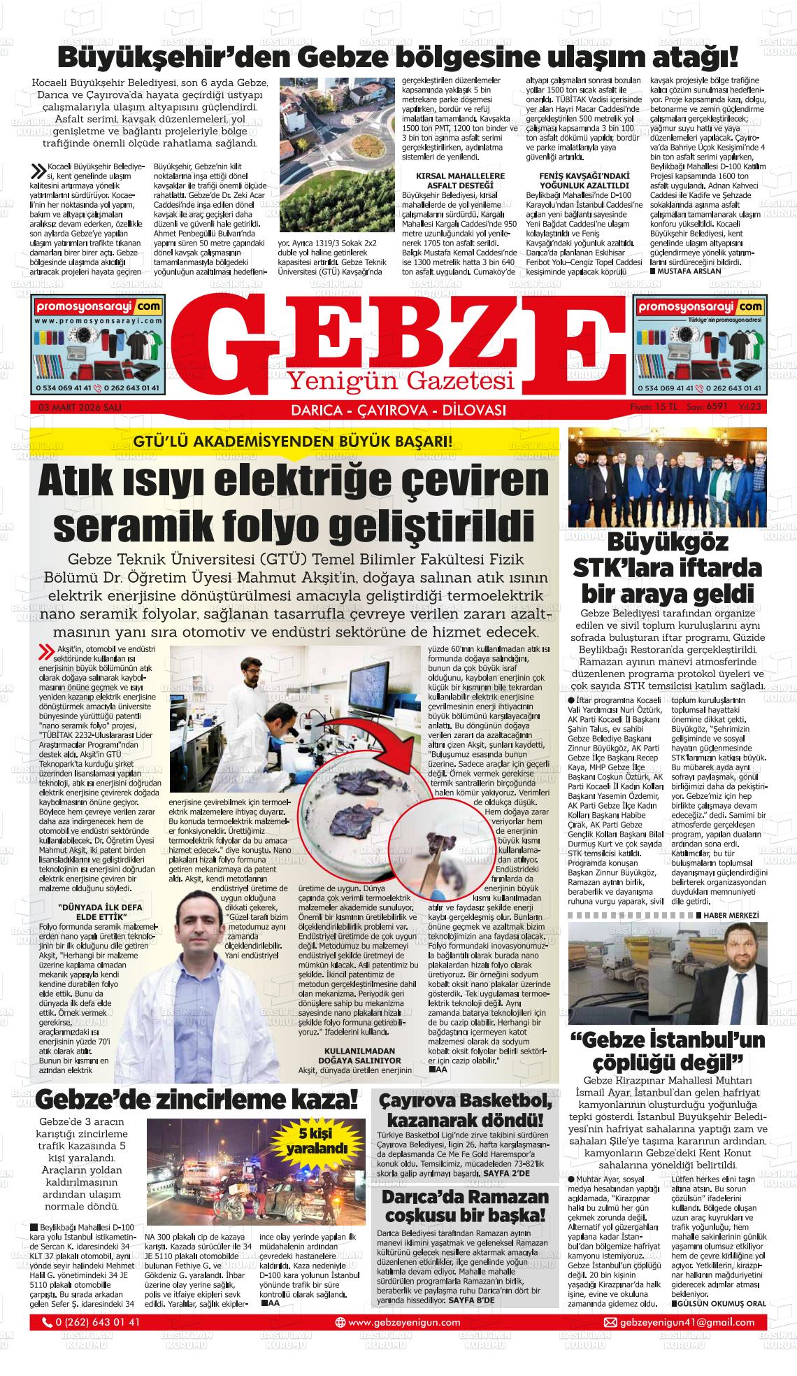 Kocaeli Gebzeyenigun 03.03.2026