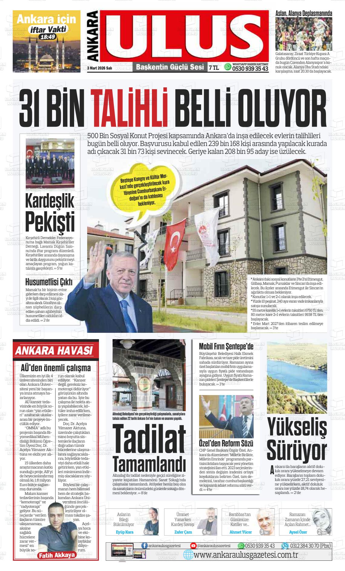 Ankara Habervaktim 03.03.2026