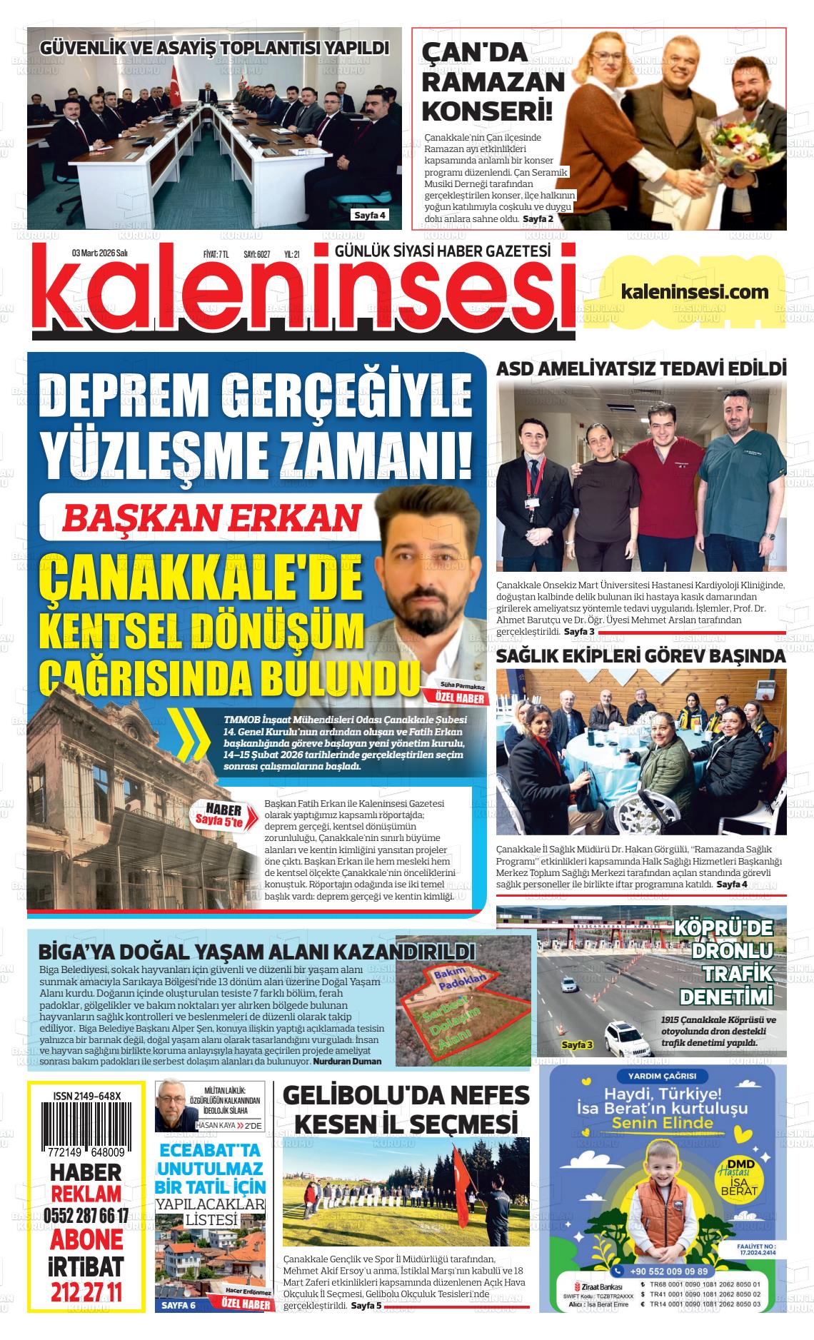 Canakkale Kaleninsesi 03.03.2026