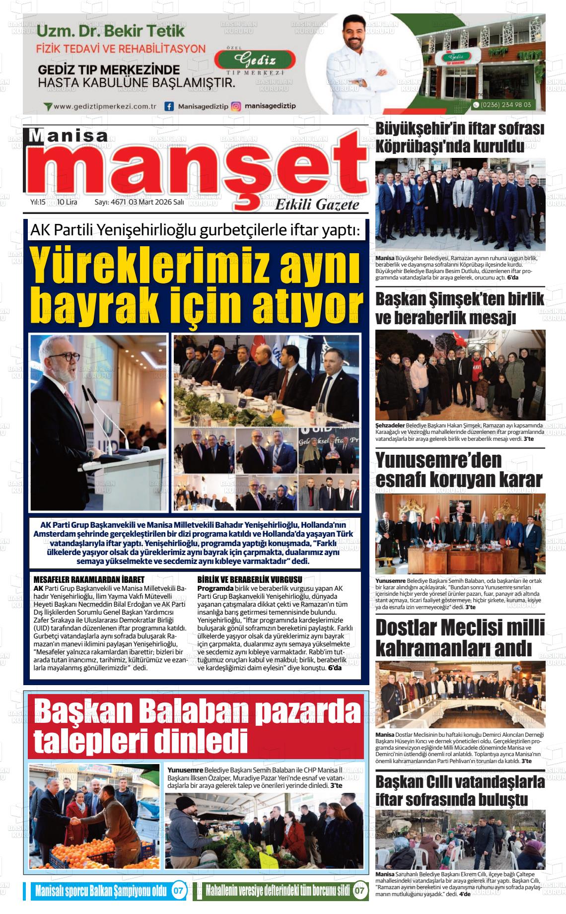 Manisa Manset 03.03.2026