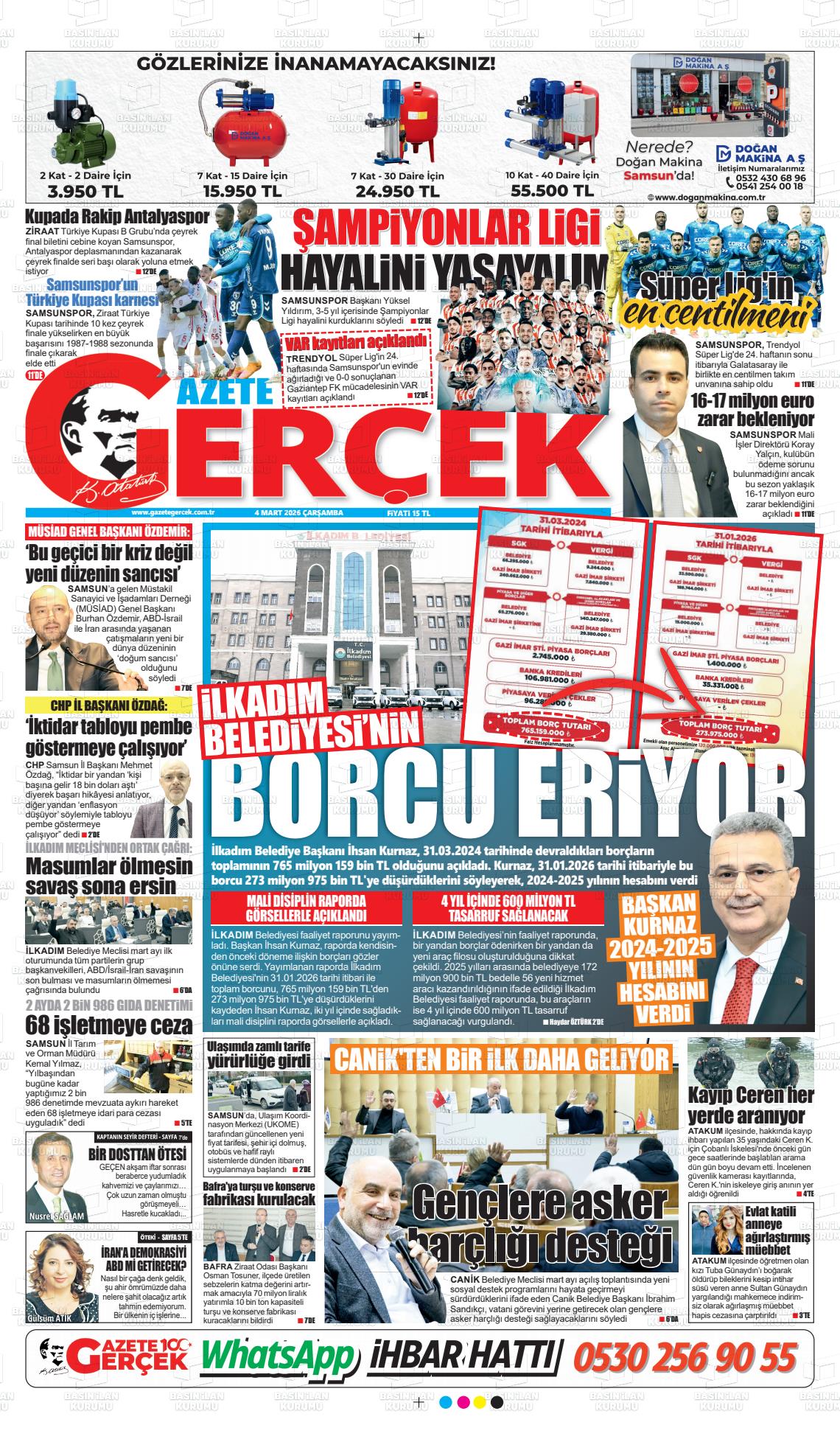 Samsun Gazetegercek 04.03.2026