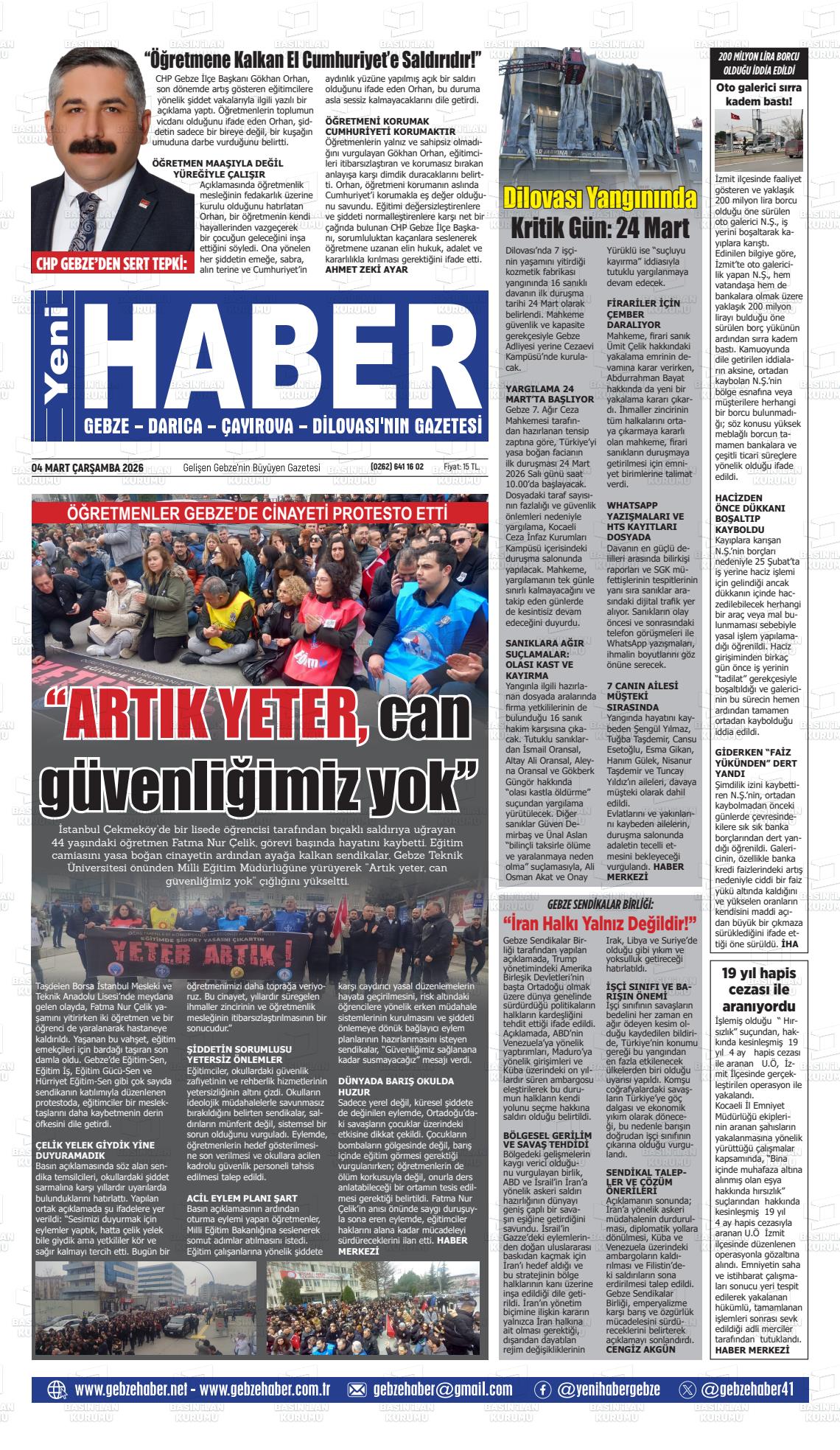 Kocaeli Gebzehaber 04.03.2026