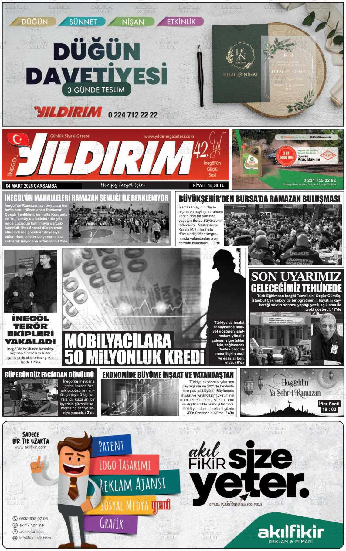 Bursa Inegolyildirim 04.03.2026
