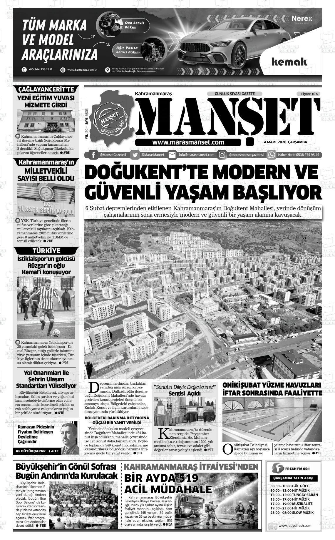 Kahramanmaras Manset 04.03.2026