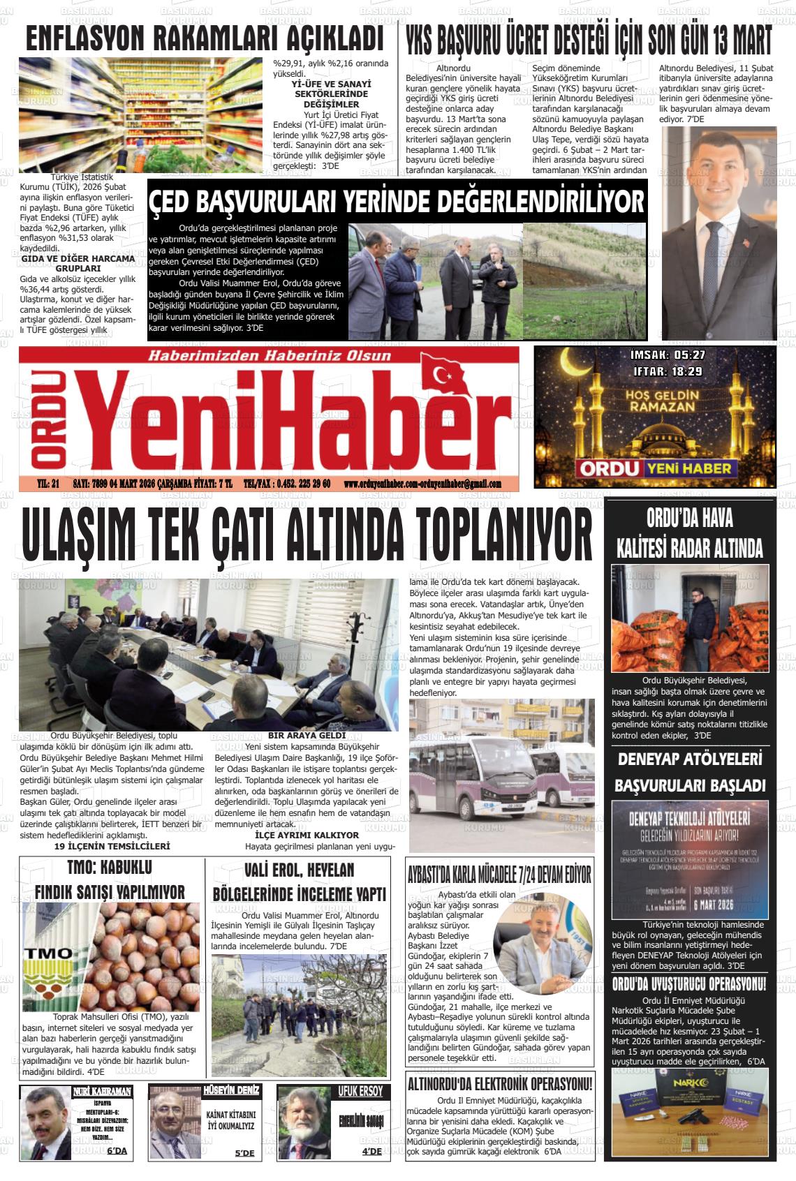 Ordu Yenihaber 04.03.2026