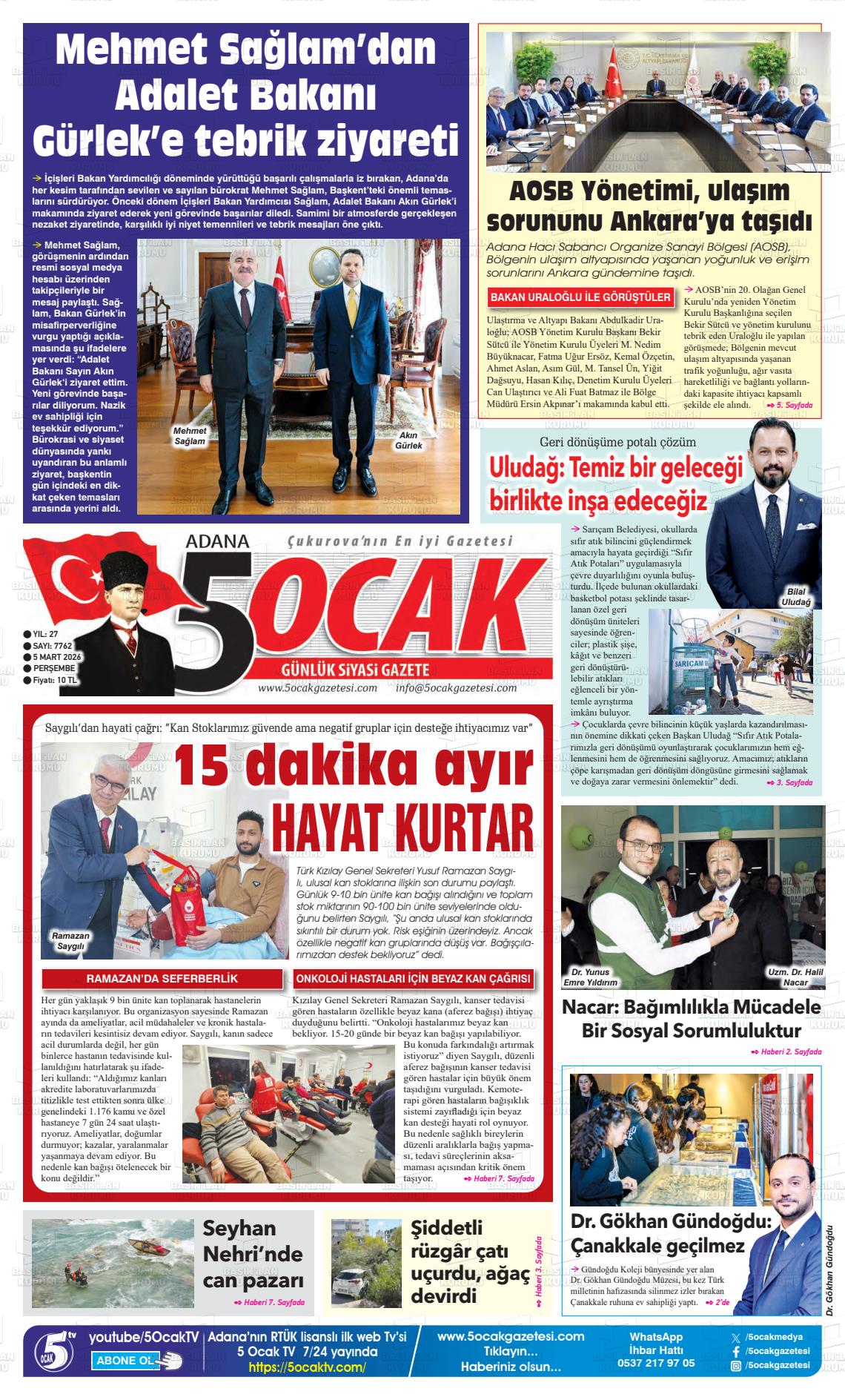Adana 5 Ocak 05.03.2026