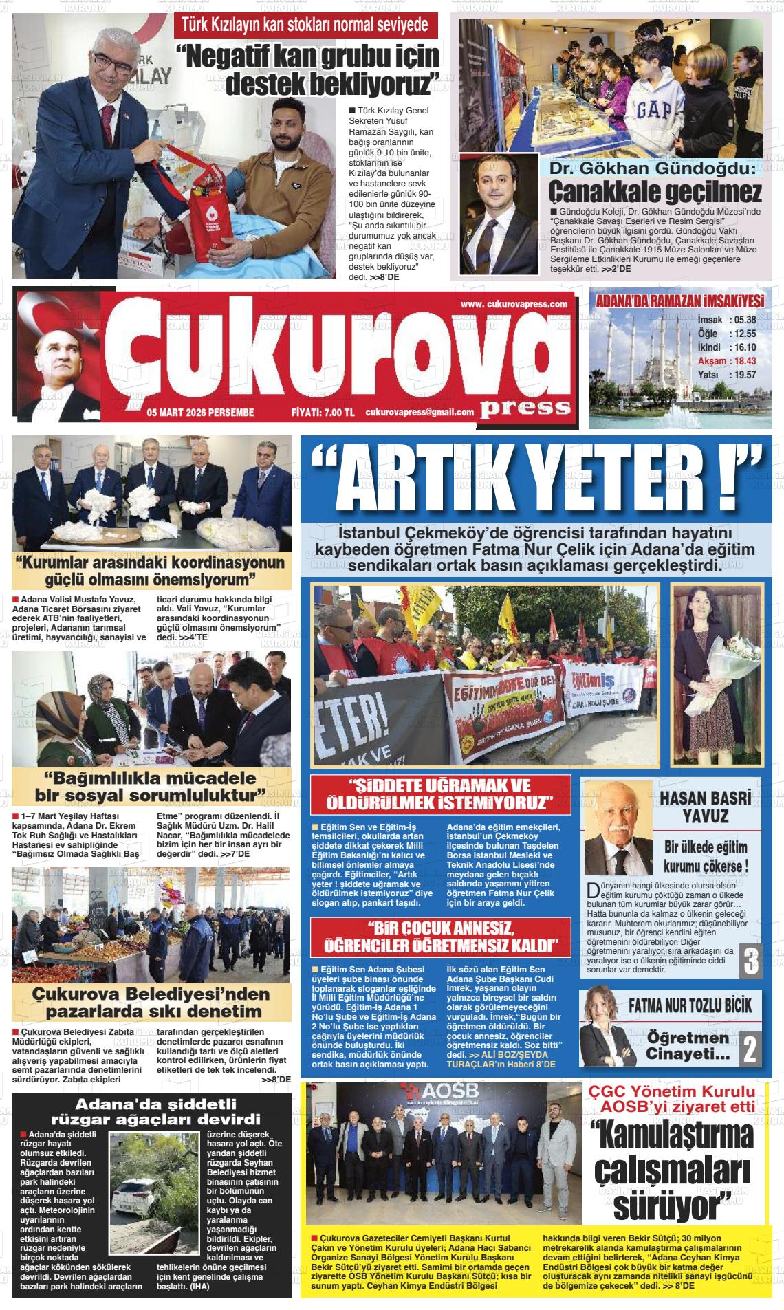 Adana Cukurovapress 05.03.2026
