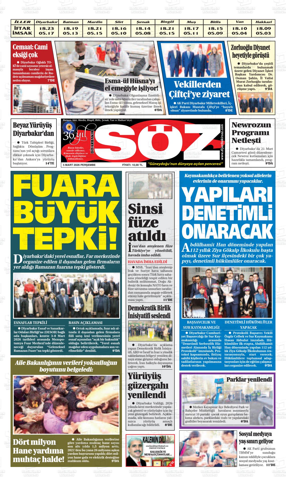 Diyarbakir Soz 05.03.2026