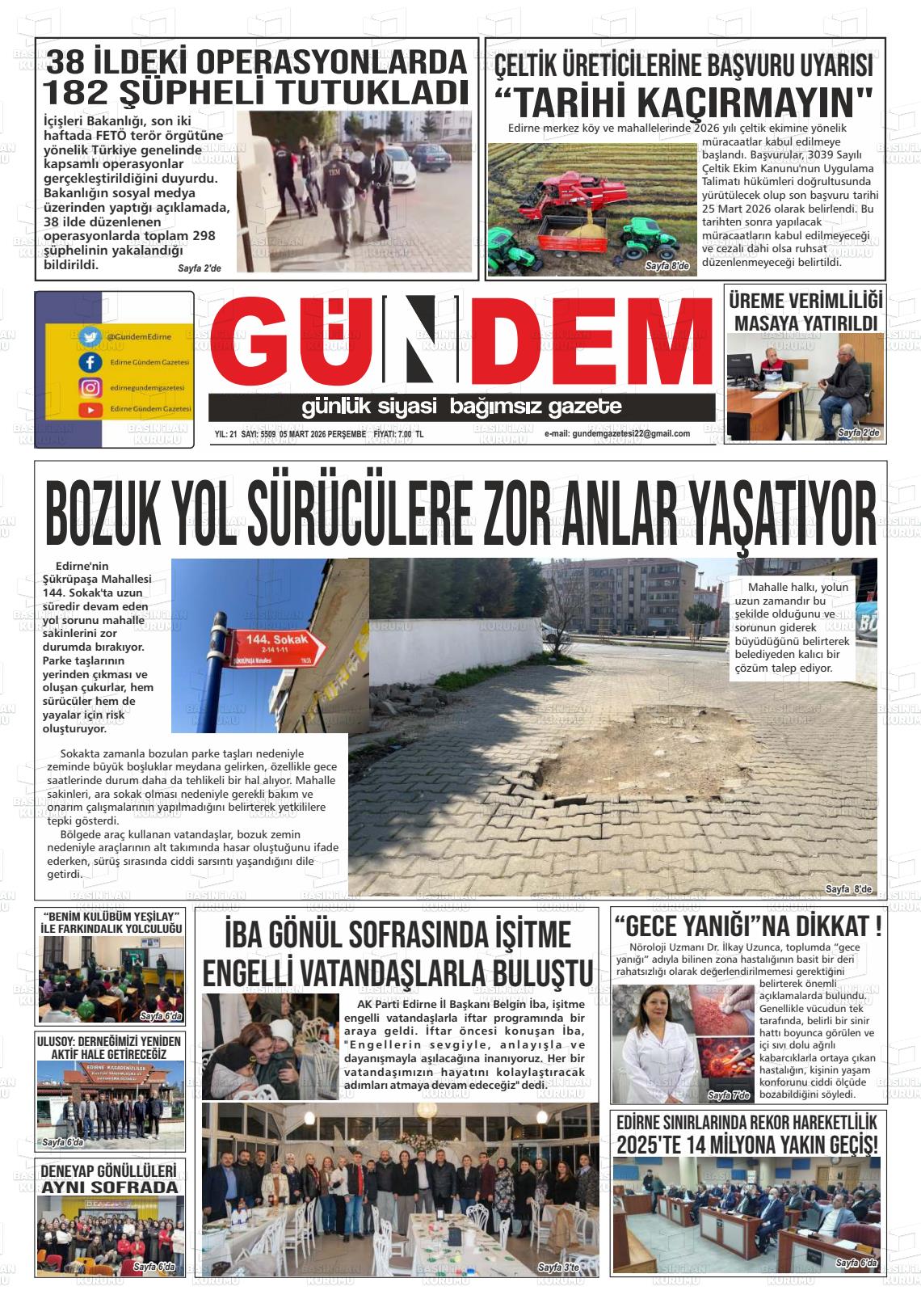 Edirne Gundem 05.03.2026