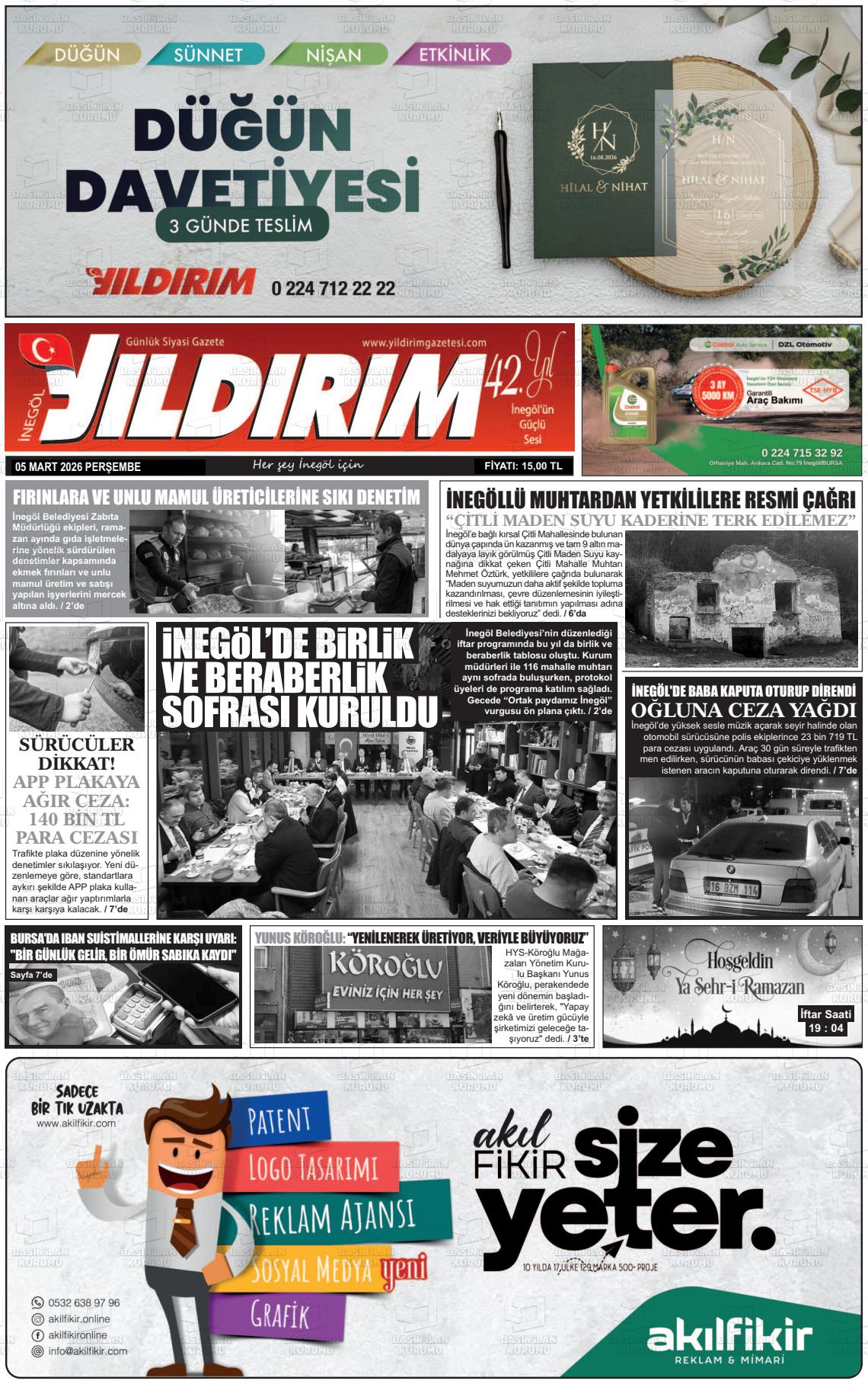 Bursa Inegolyildirim 05.03.2026