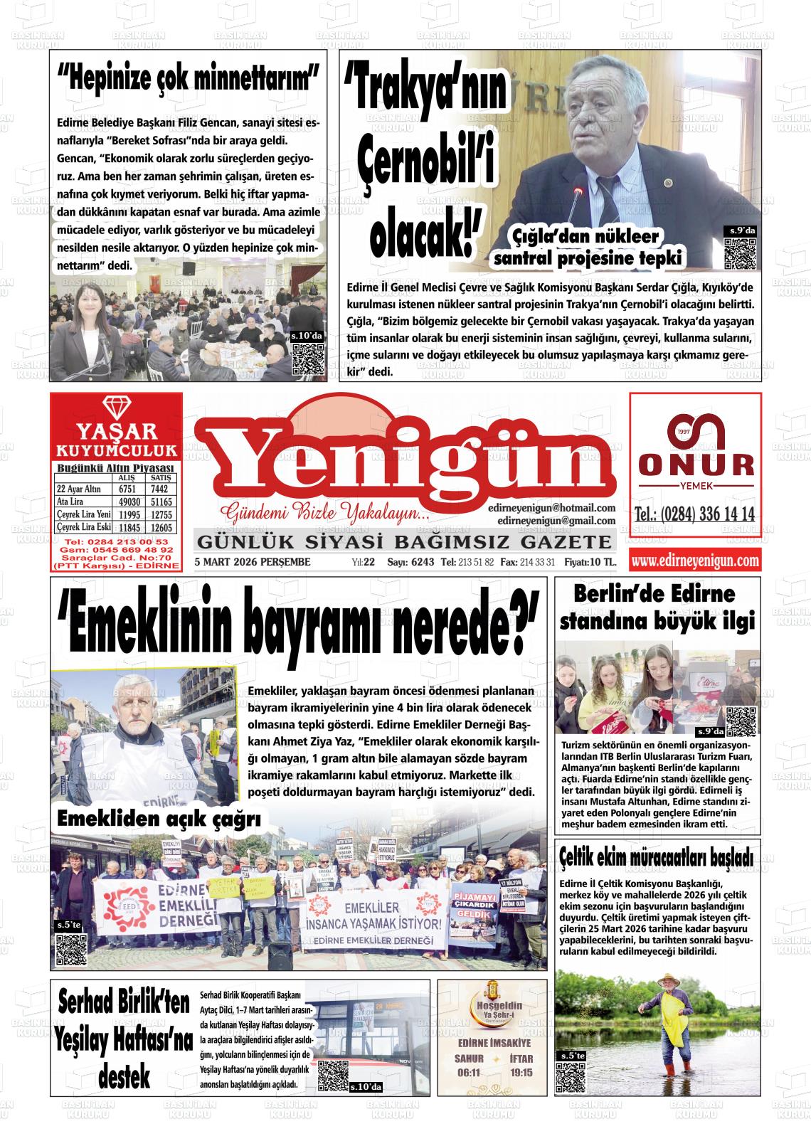 Izmir Yenigun 05.03.2026