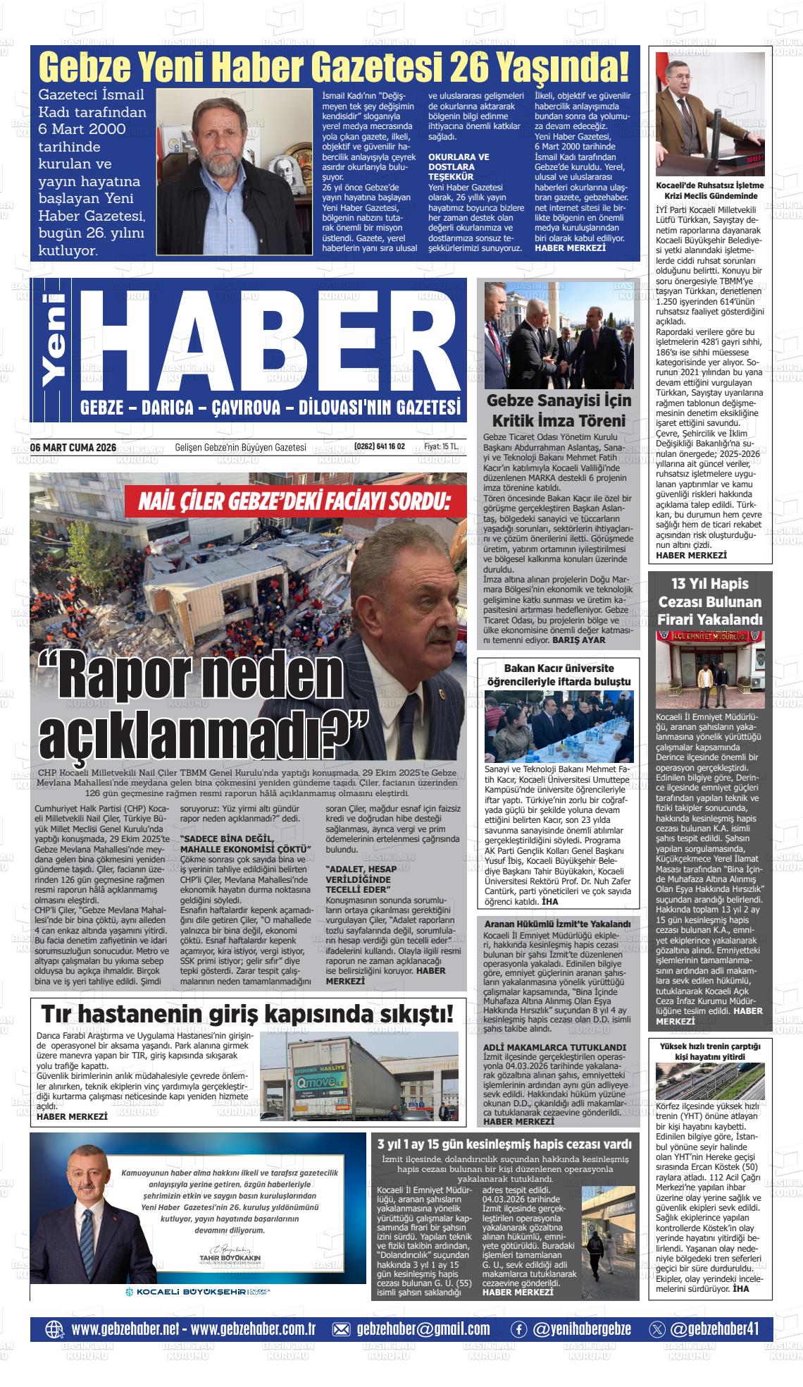 Kocaeli Gebzehaber 06.03.2026