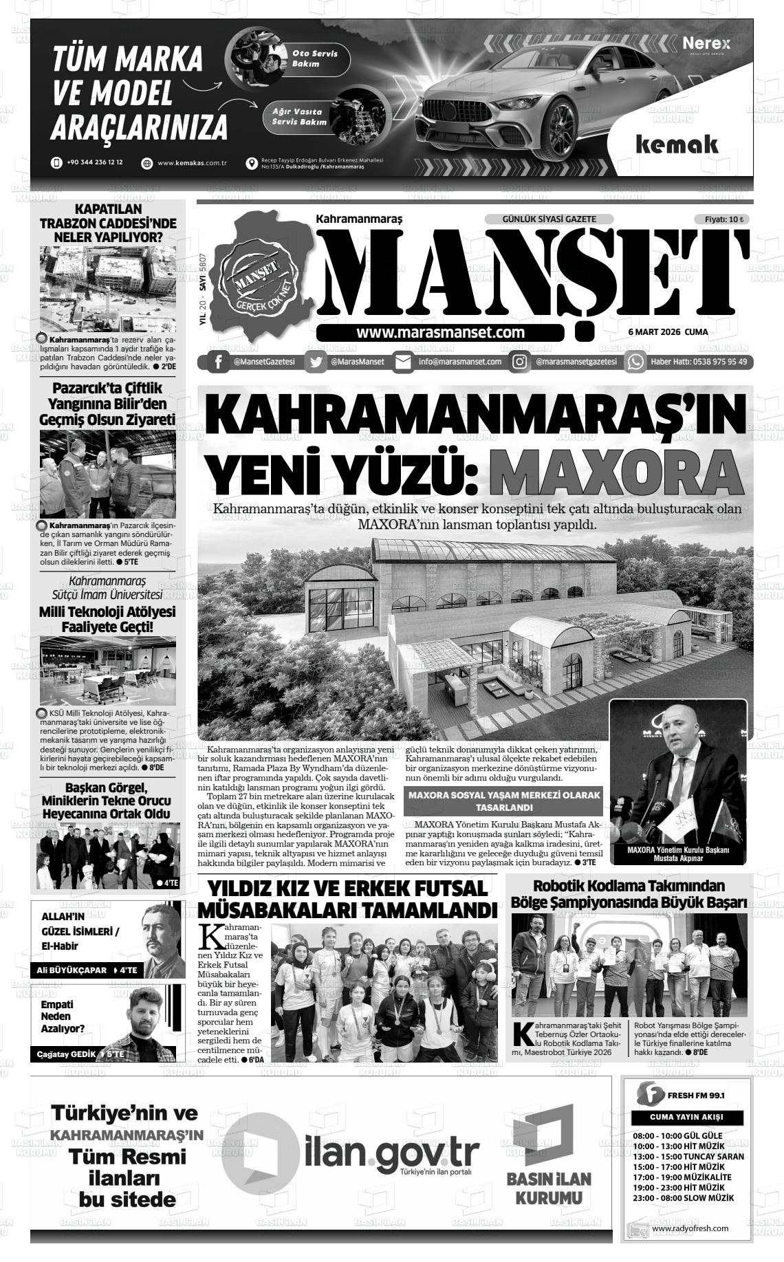 Kahramanmaras Manset 06.03.2026