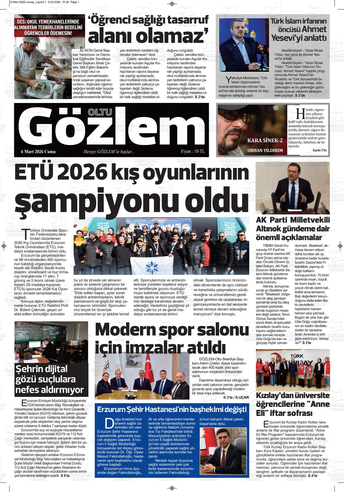 Erzurum Oltugozlem 06.03.2026