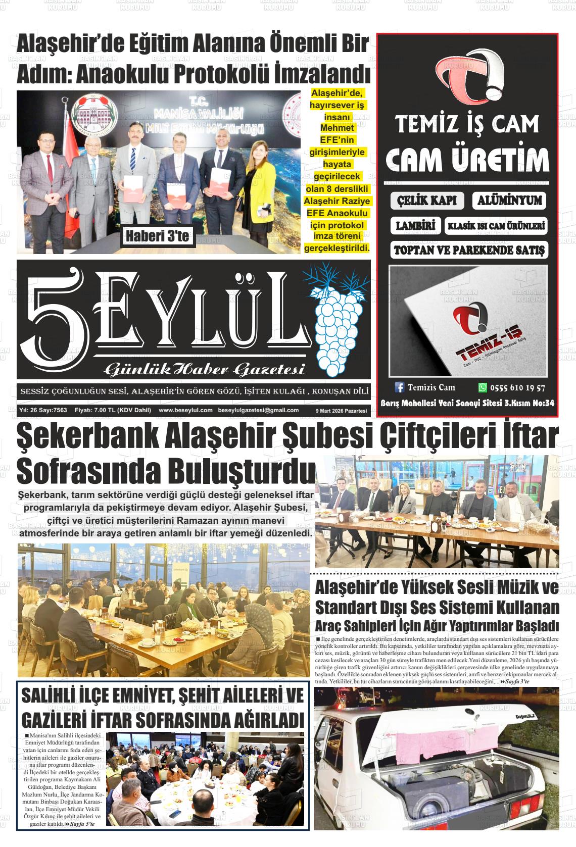 Manisa Alasehir 5 Eylul 09.03.2026